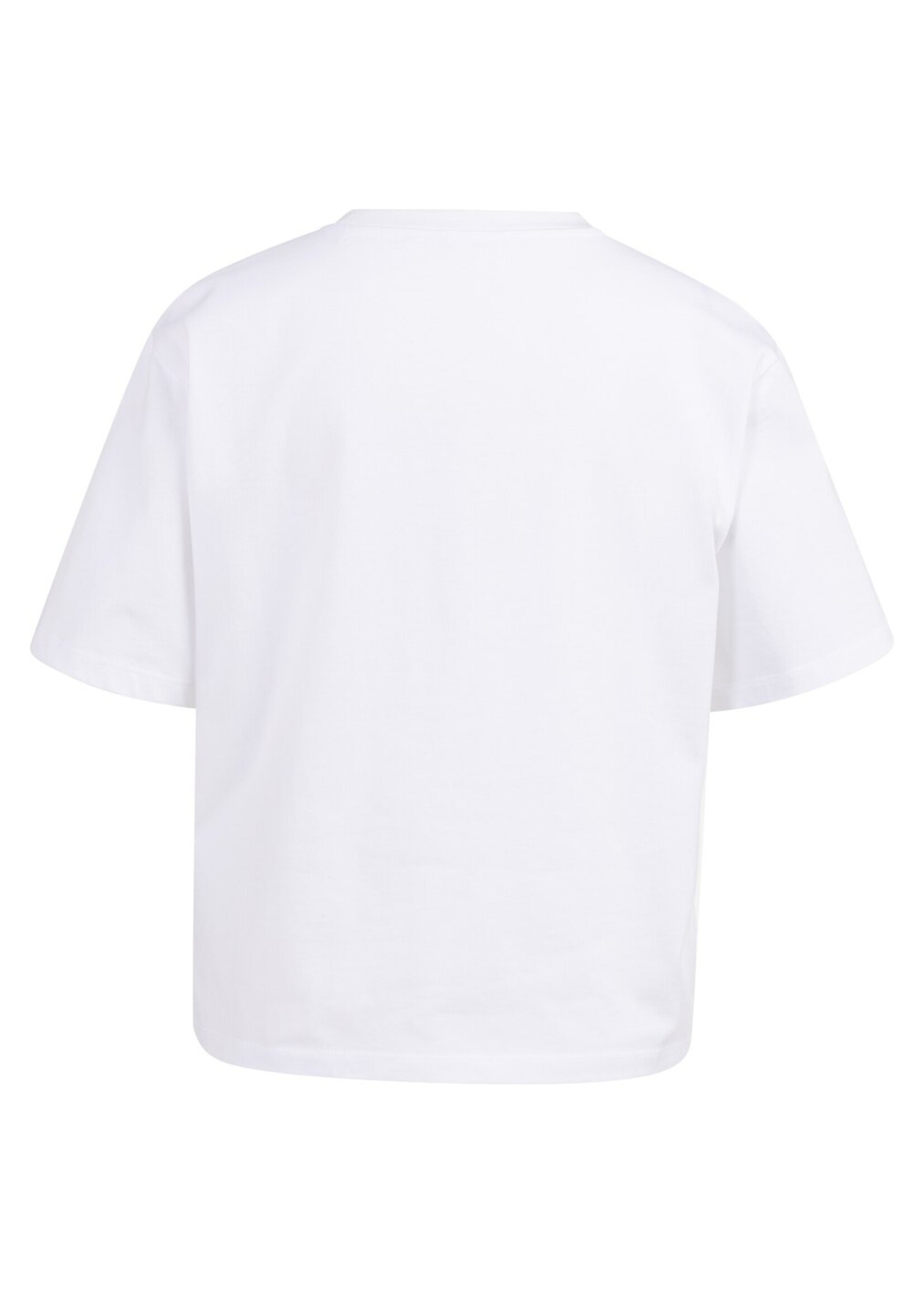 Yaya Yaya, Boyfriend T-shirt met artwork op de borst, Pure white dessin, size: