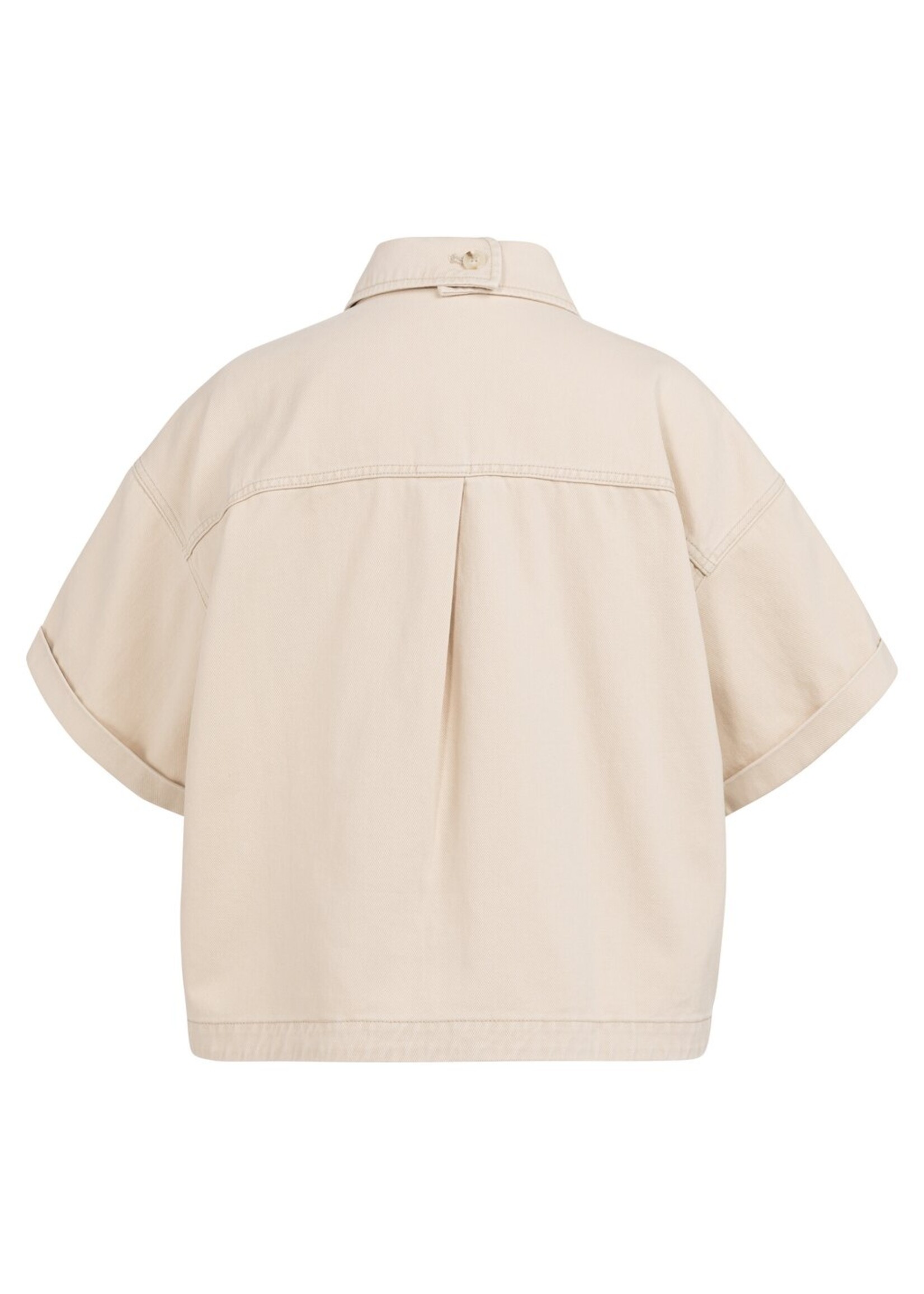 Yaya Yaya, Denim jasje met korte mouwen en opgestikte zakken, desert beige denim, Size: