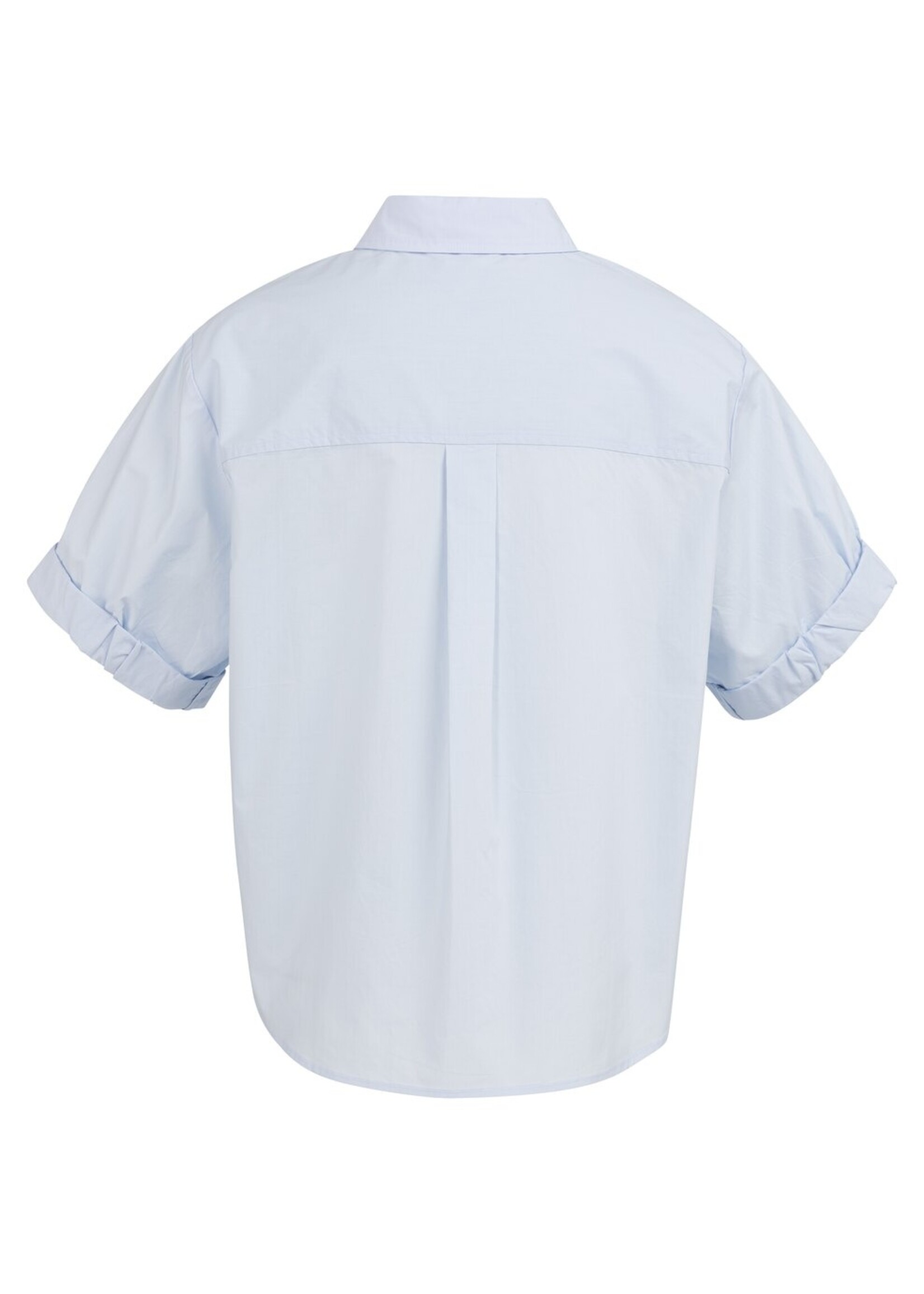 Yaya Yaya, Blouse met korte omgeslagen mouwen en kraag, Ice blue, Size: