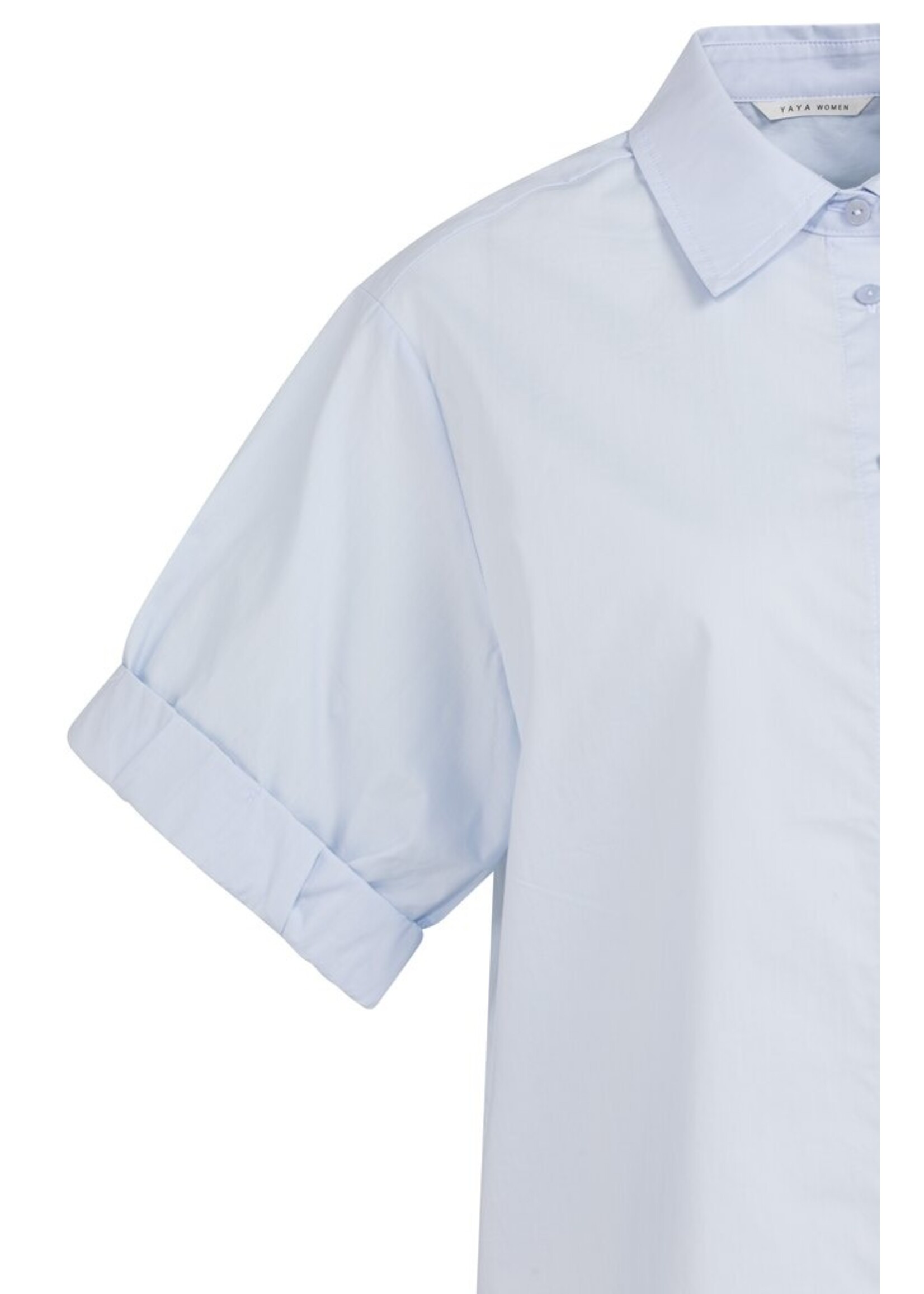 Yaya Yaya, Blouse met korte omgeslagen mouwen en kraag, Ice blue, Size: