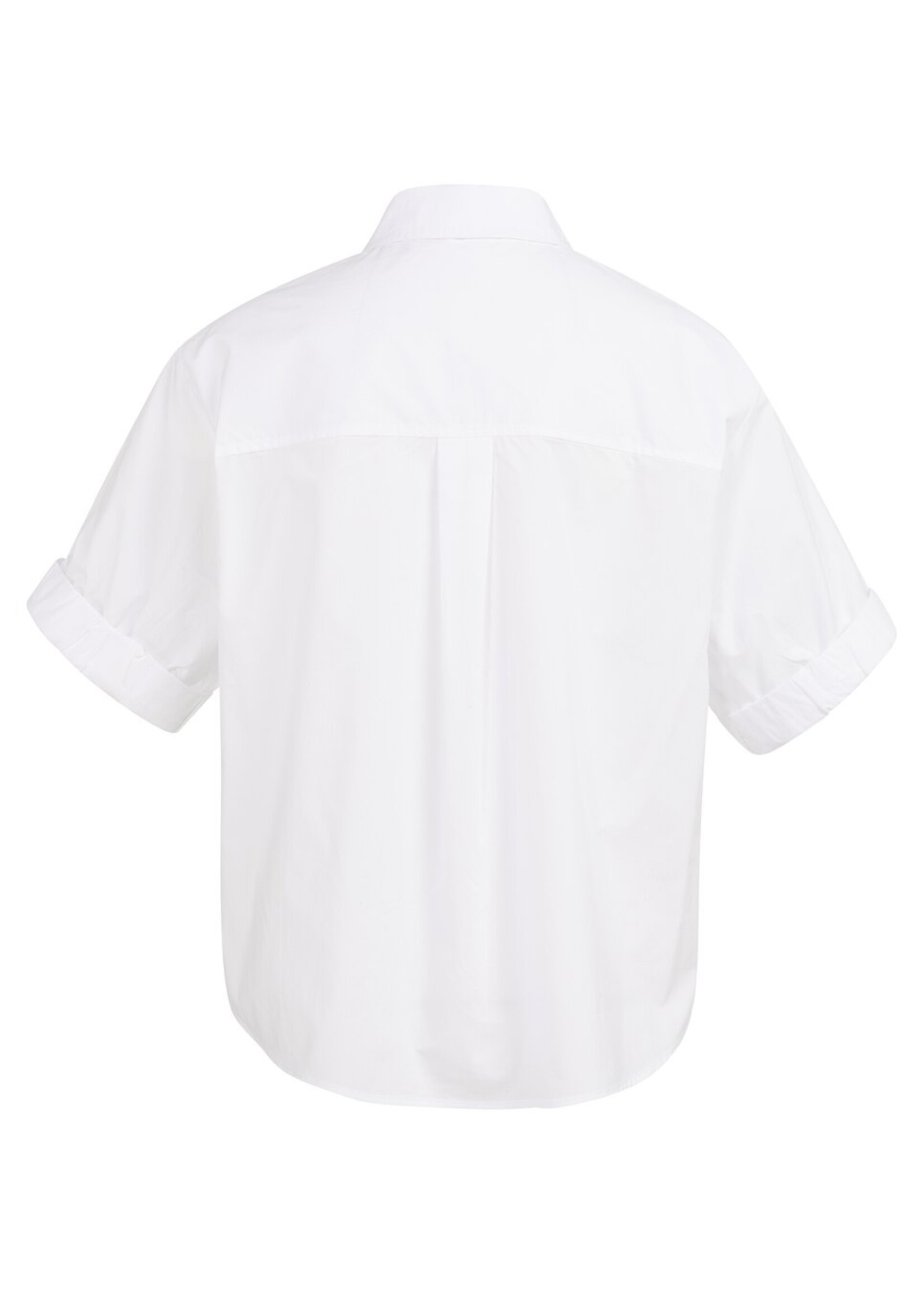 Yaya Yaya, Blouse met korte omgeslagen mouwen en kraag, Pure white, Size:
