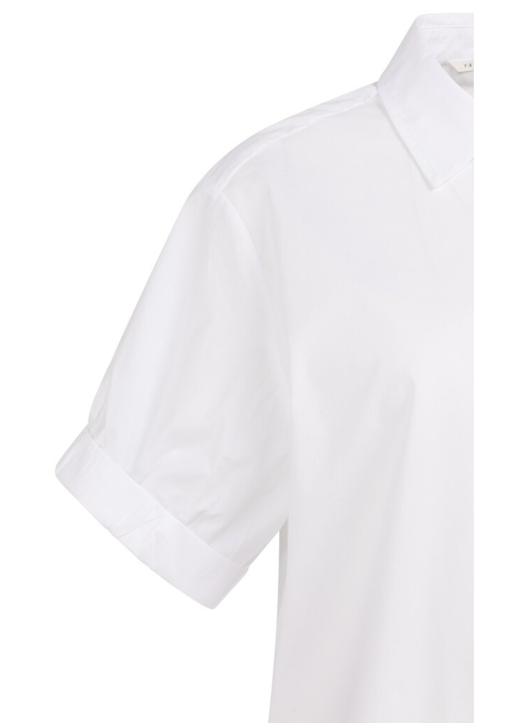 Yaya Yaya, Blouse met korte omgeslagen mouwen en kraag, Pure white, Size: