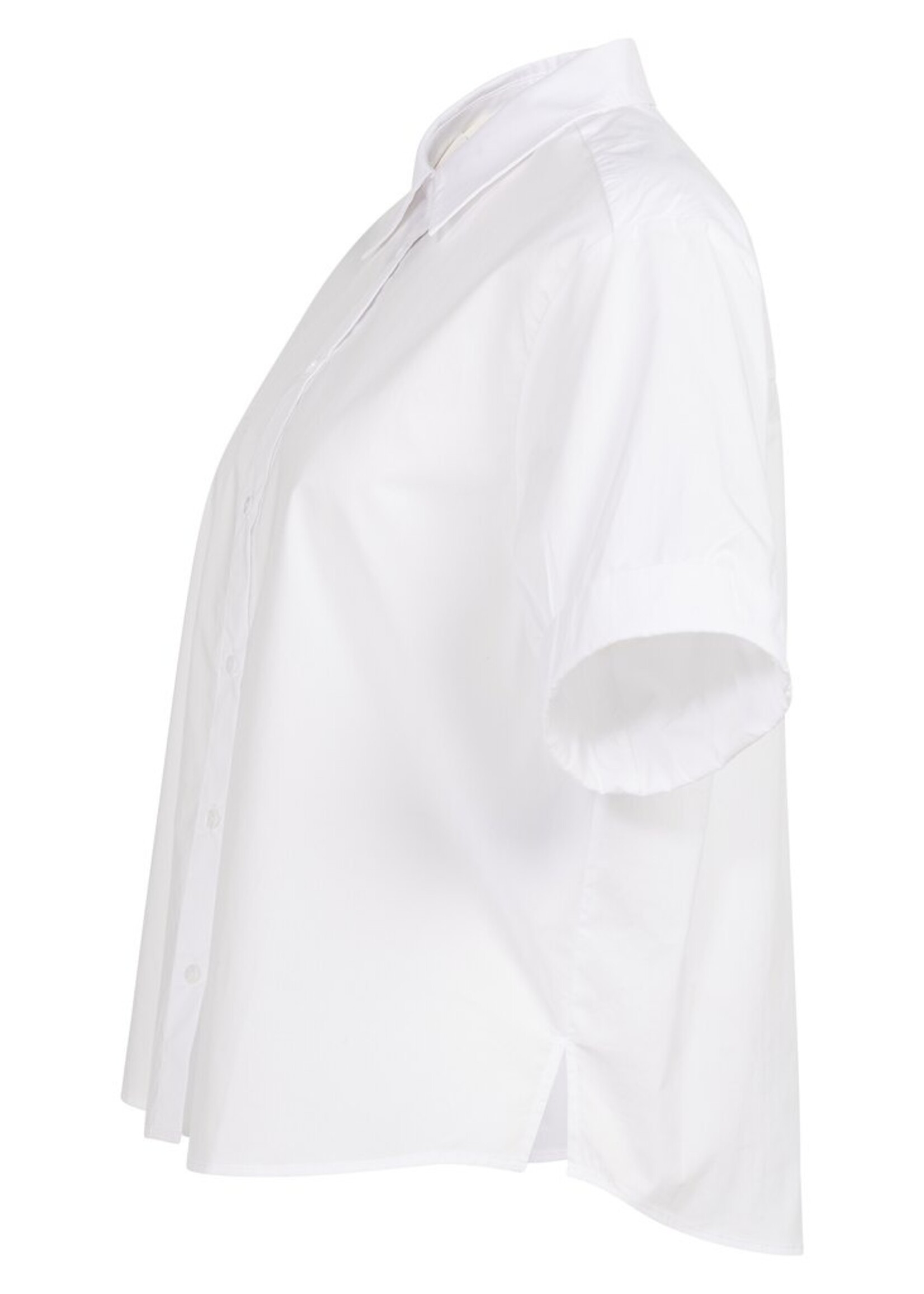 Yaya Yaya, Blouse met korte omgeslagen mouwen en kraag, Pure white, Size: