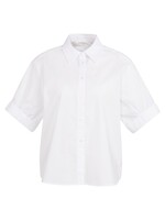 Yaya Yaya, Blouse met korte omgeslagen mouwen en kraag, Pure white, Size: