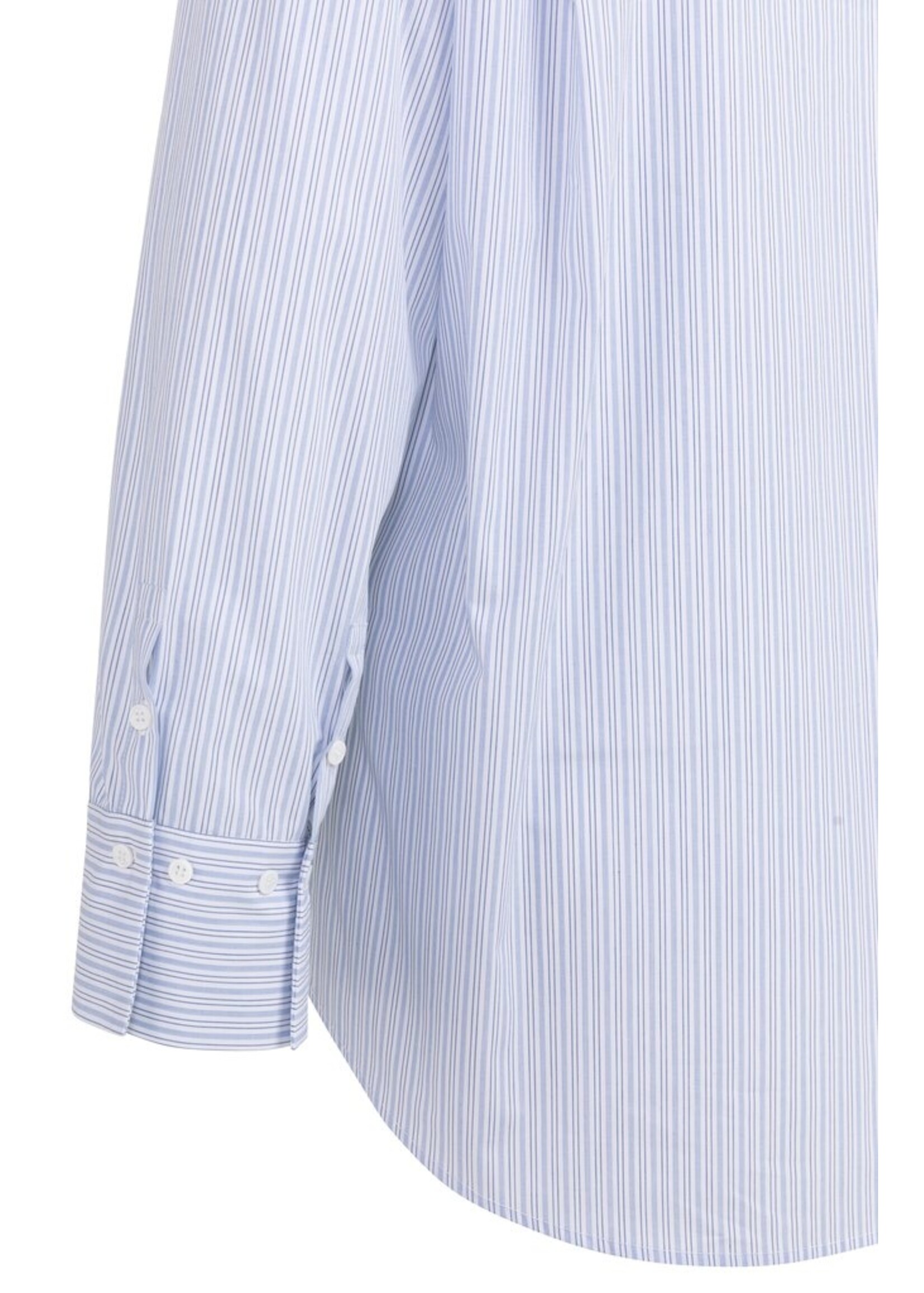 Yaya Yaya, Gestreepte boyfriend blouse met verstelbare manchetten, Ice blue dessin, Size: