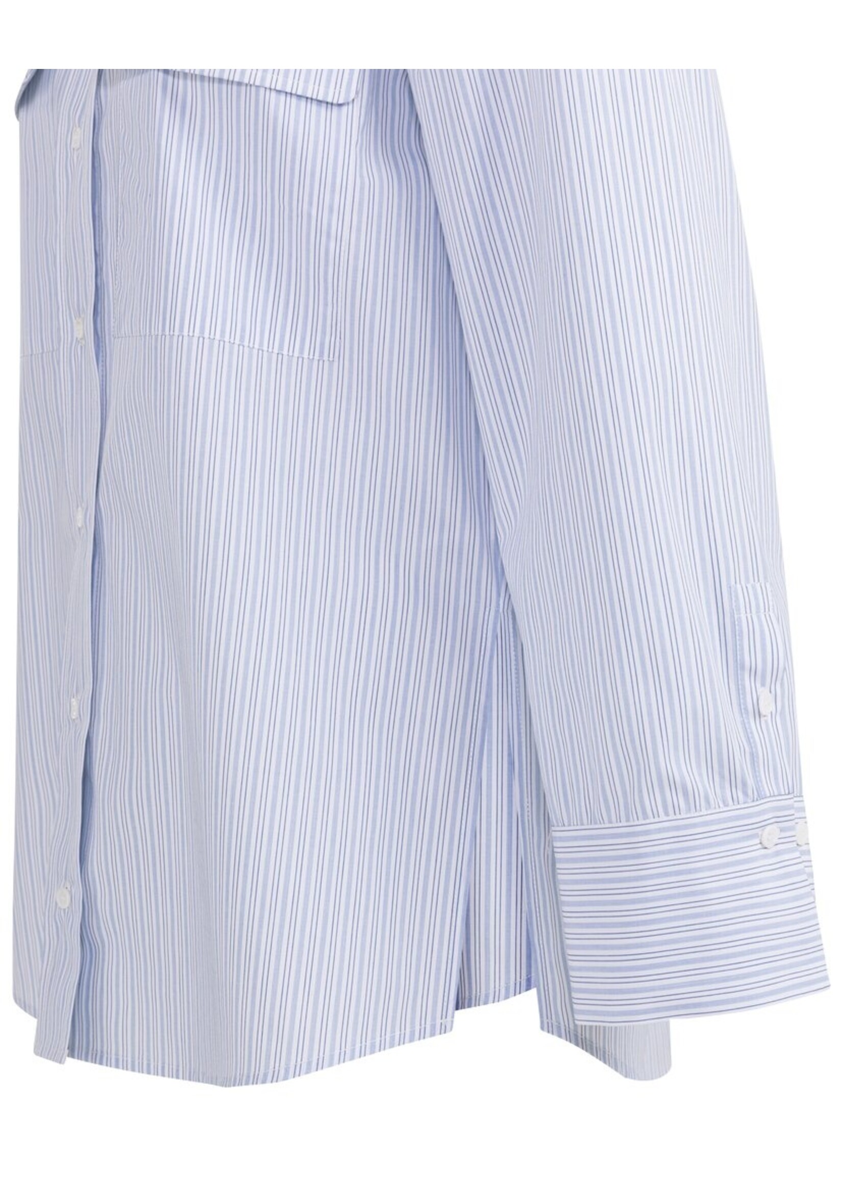 Yaya Yaya, Gestreepte boyfriend blouse met verstelbare manchetten, Ice blue dessin, Size: