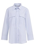 Yaya Yaya, Gestreepte boyfriend blouse met verstelbare manchetten, Ice blue dessin, Size: