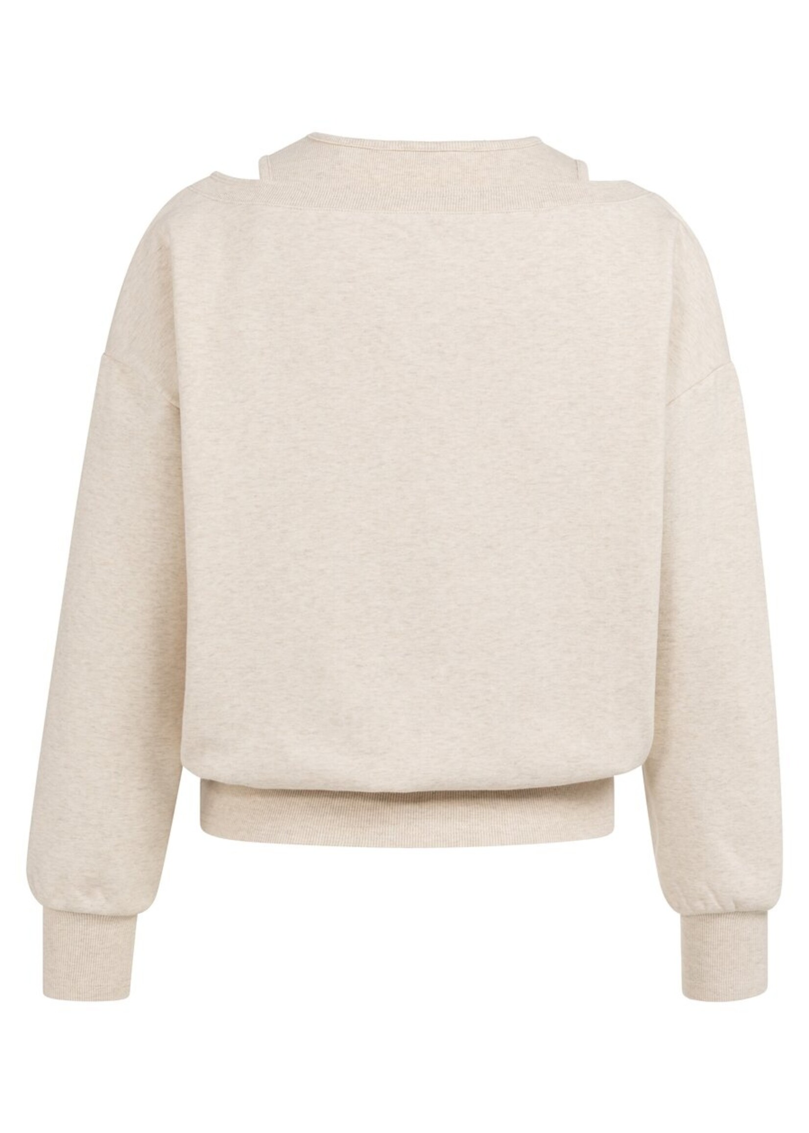 Yaya Yaya, Sweatshirt met gelaagde halslijn, Ecru melange, Size: