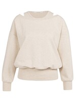 Yaya Yaya, Sweatshirt met gelaagde halslijn, Ecru melange, Size: