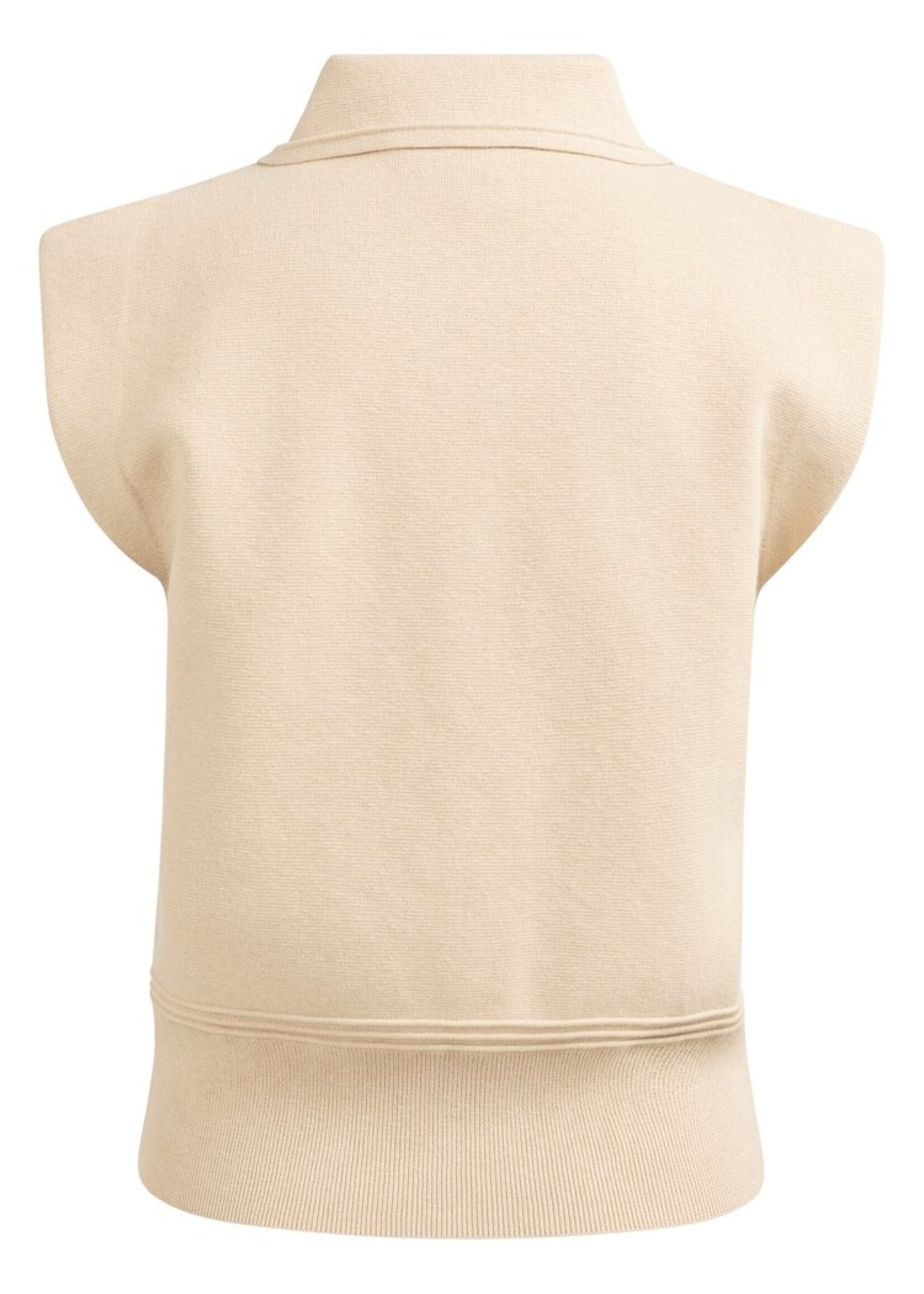 Yaya Yaya, Mouwloze trui met kraag en knoopjes, Desert Beige, size: