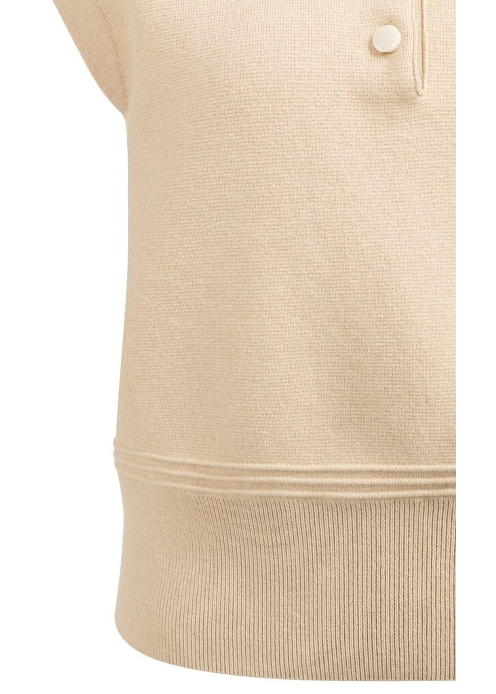 Yaya Yaya, Mouwloze trui met kraag en knoopjes, Desert Beige, size: