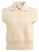 Yaya Yaya, Mouwloze trui met kraag en knoopjes, Desert Beige, size:
