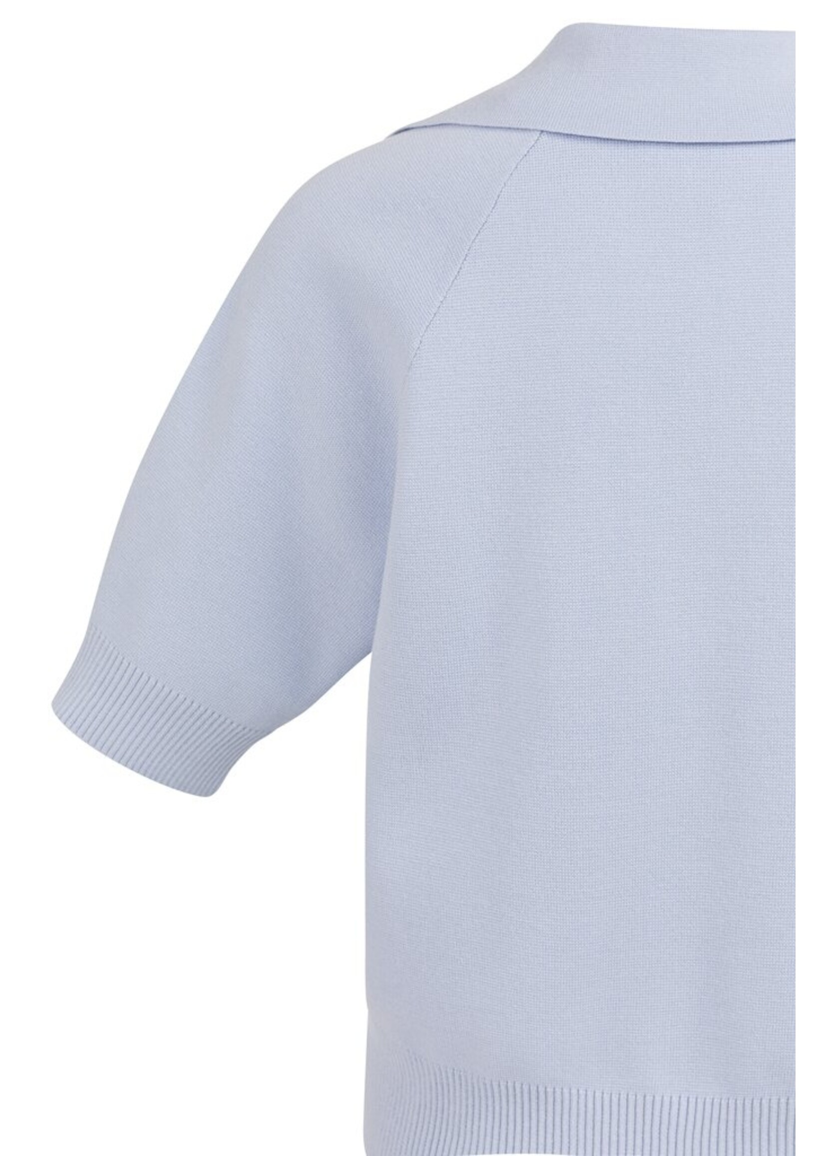 Yaya Yaya, Gebreide trui met kraag en korte mouwen, Ice blue, Size: