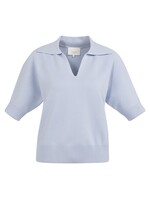Yaya Yaya, Gebreide trui met kraag en korte mouwen, Ice blue, Size: