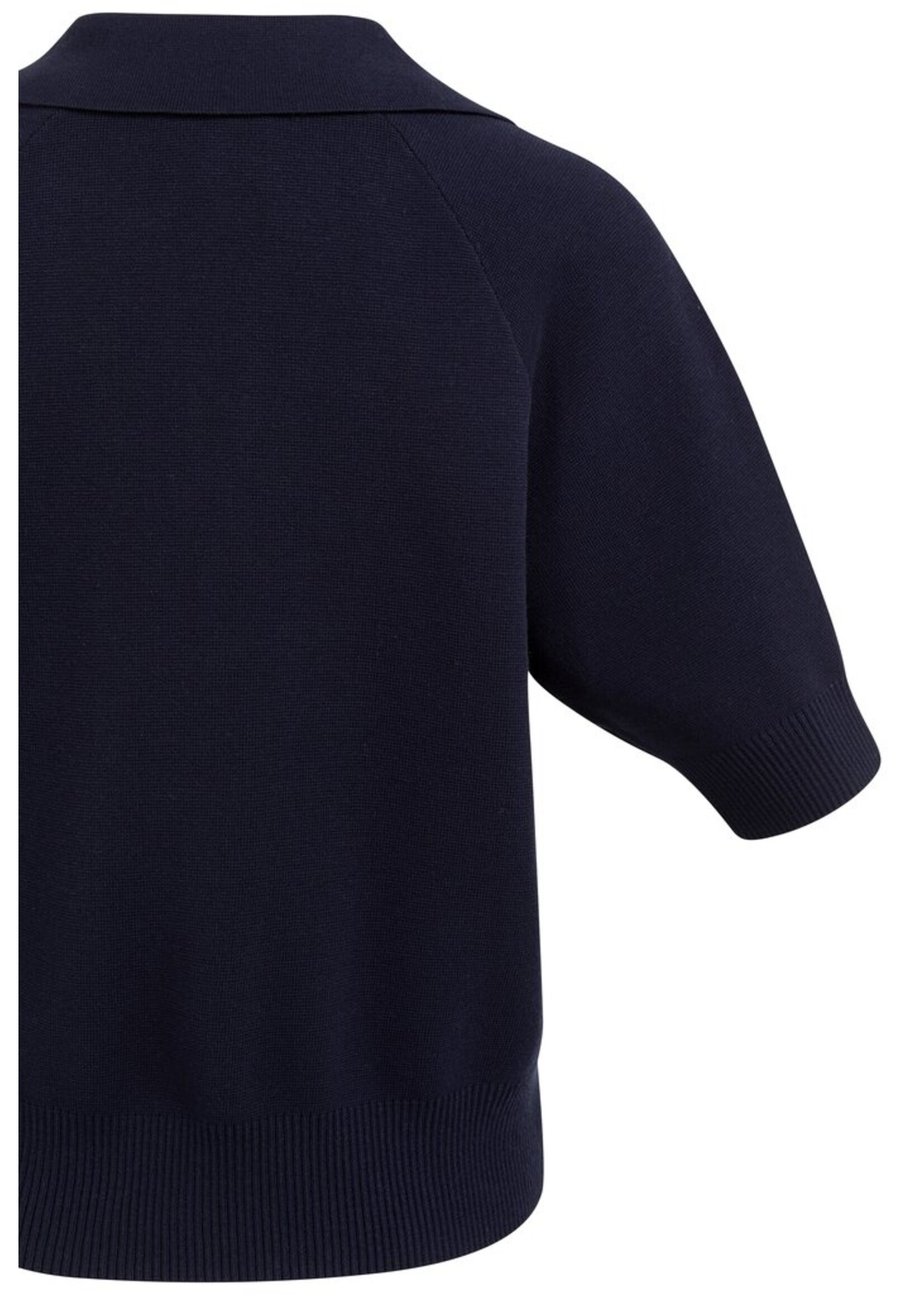 Yaya Yaya, Gebreide trui met kraag en korte mouwen, Navy blue, Size: