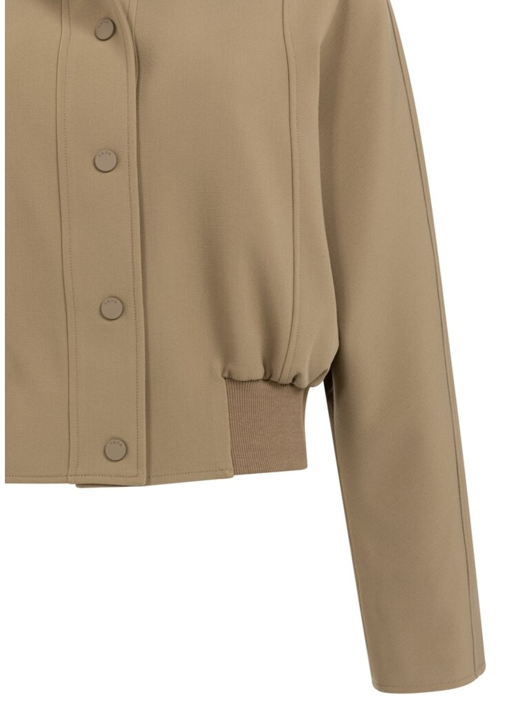 Yaya Yaya, kort oversized jasje met ribboord en verstelbaar koord, Khaki, Size: