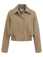 Yaya Yaya, kort oversized jasje met ribboord en verstelbaar koord, Khaki, Size: