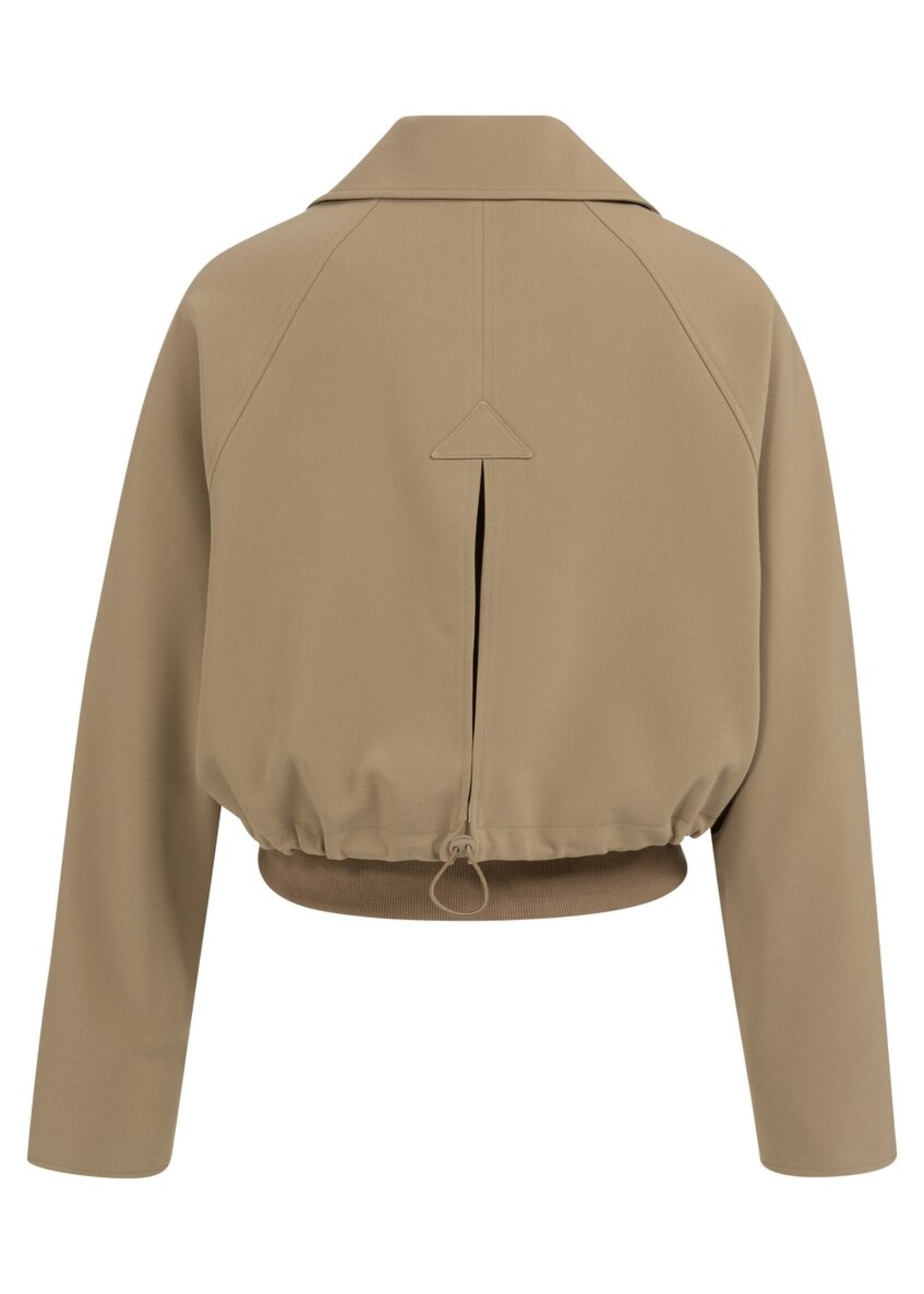 Yaya Yaya, kort oversized jasje met ribboord en verstelbaar koord, Khaki, Size: