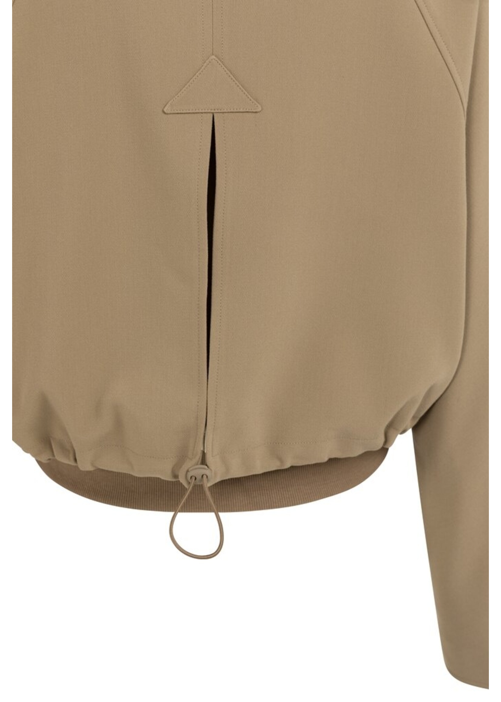 Yaya Yaya, kort oversized jasje met ribboord en verstelbaar koord, Khaki, Size:
