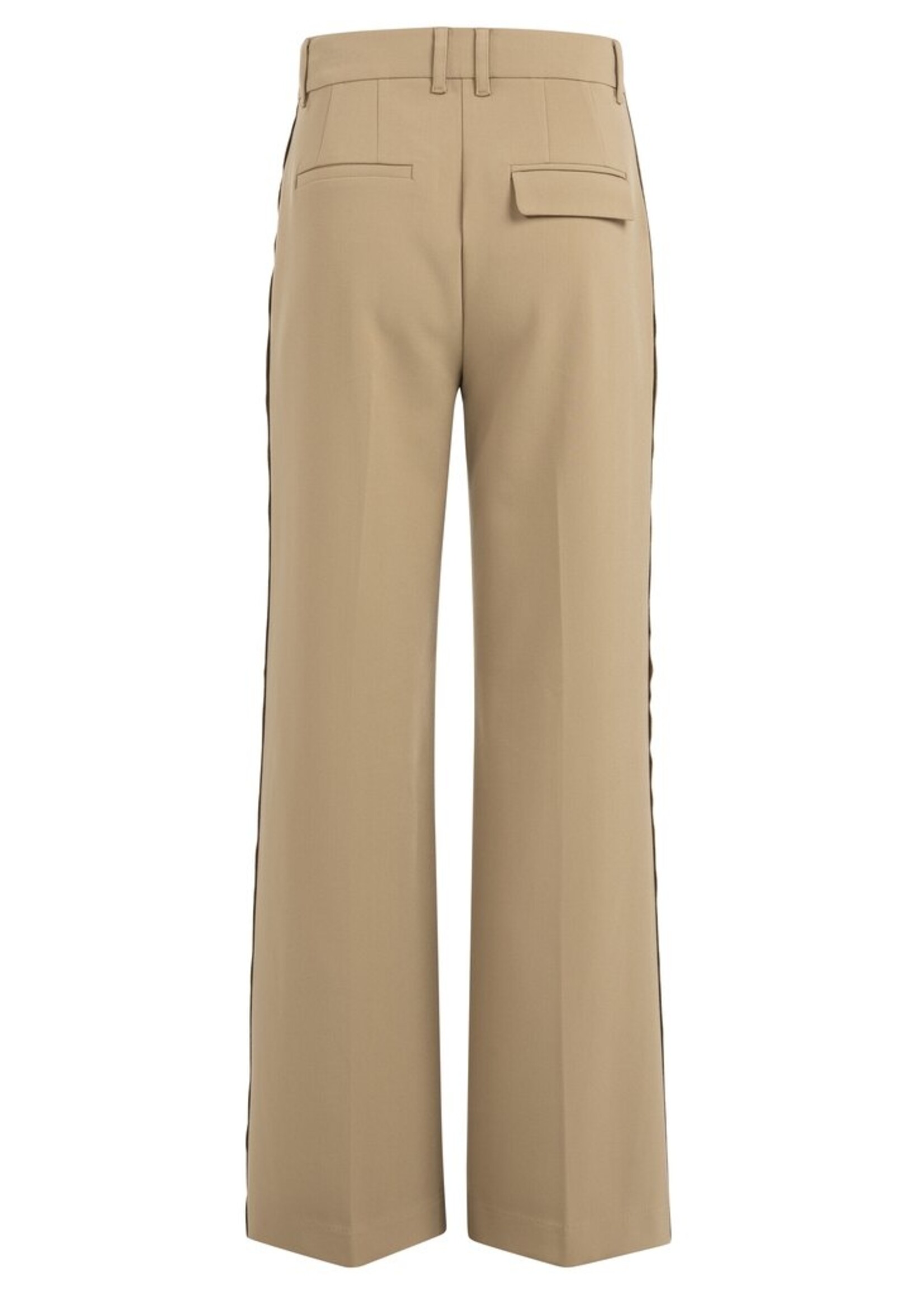 Yaya Yaya, Geweven broek met wijde pijpen en stiksels, Khaki, Size: