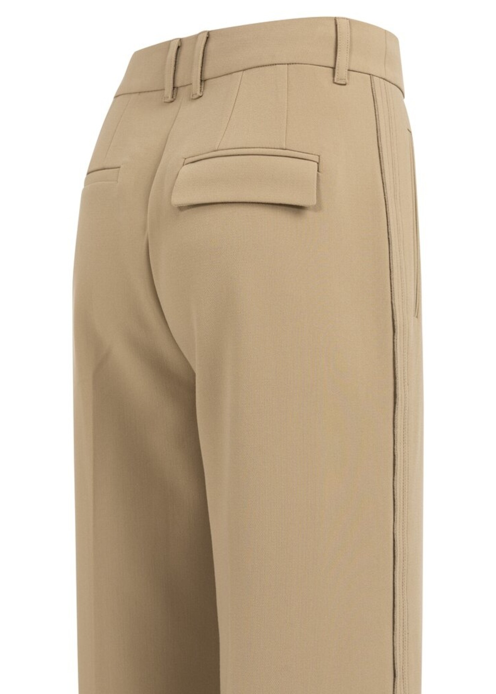 Yaya Yaya, Geweven broek met wijde pijpen en stiksels, Khaki, Size: