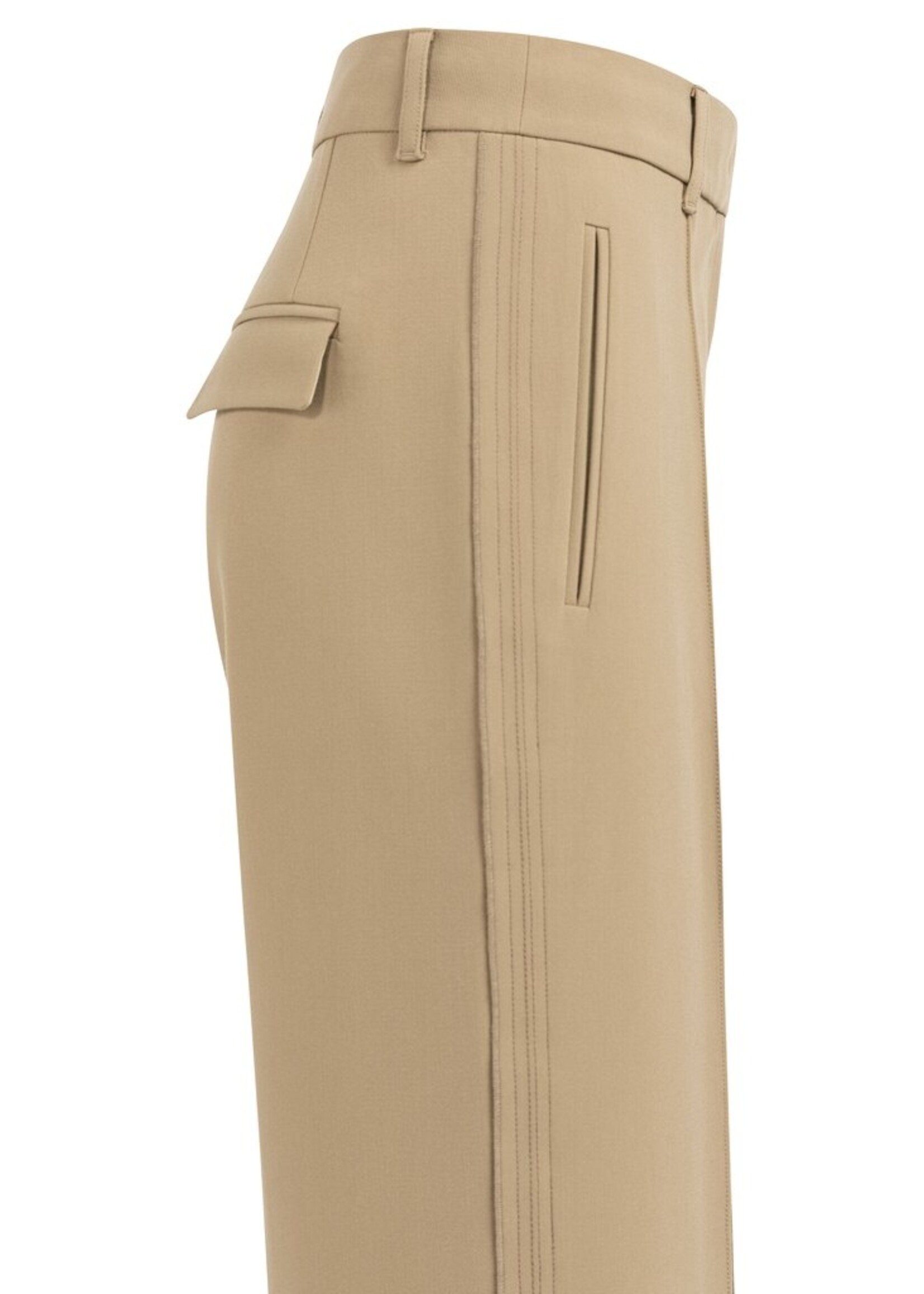 Yaya Yaya, Geweven broek met wijde pijpen en stiksels, Khaki, Size: