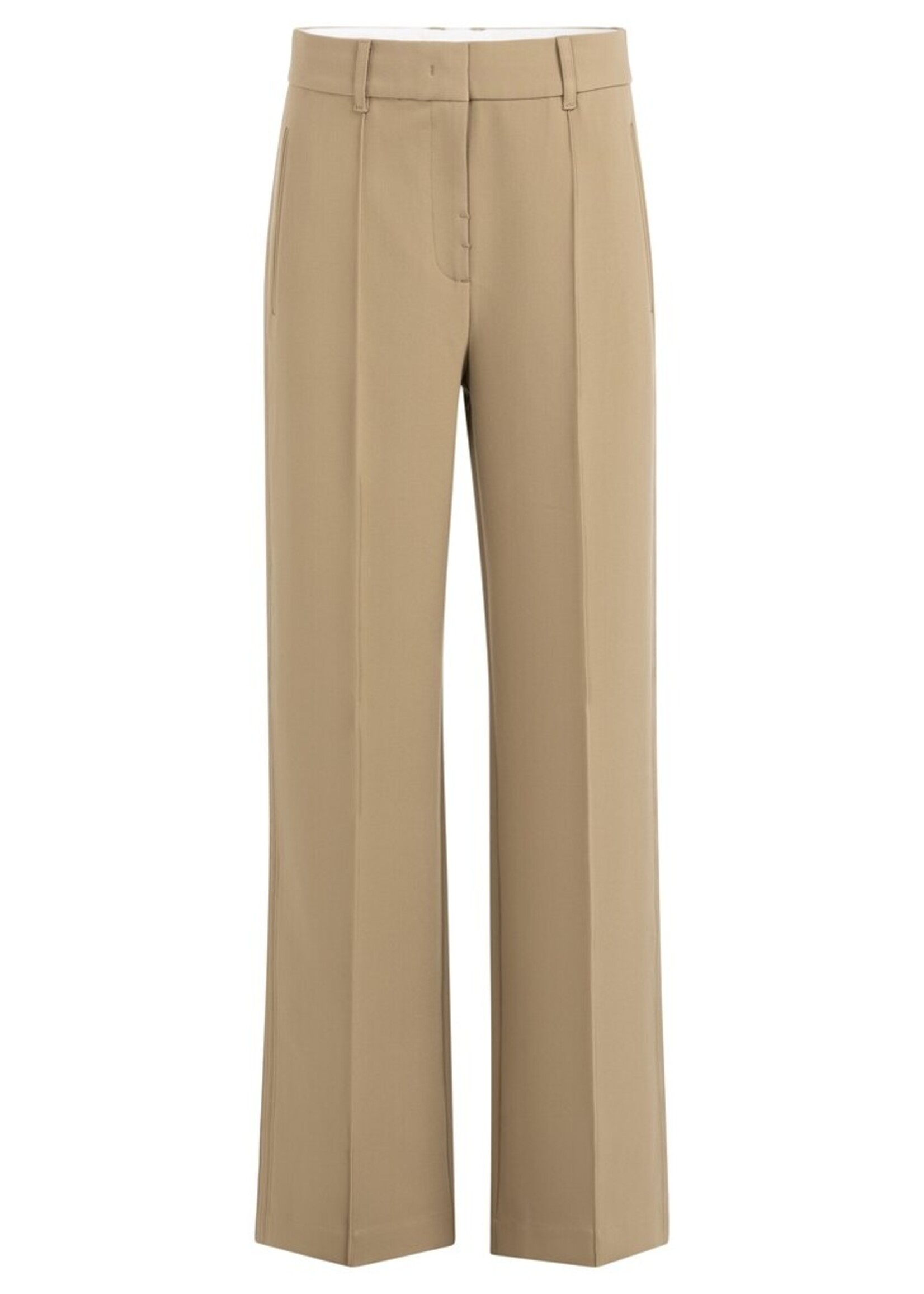 Yaya Yaya, Geweven broek met wijde pijpen en stiksels, Khaki, Size: