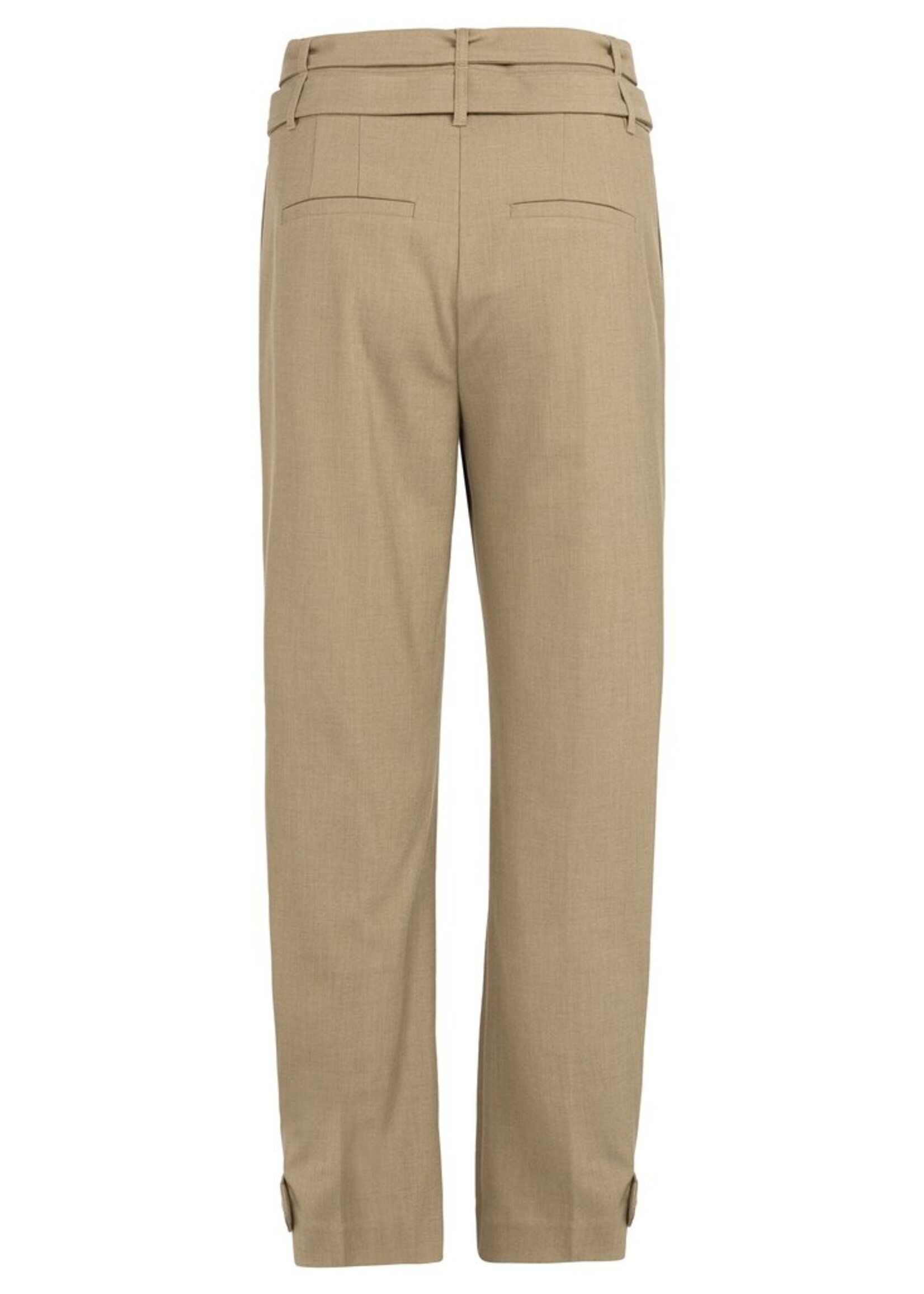 Yaya Yaya, Losvallende broek met dubbele riem, Khaki, Size: