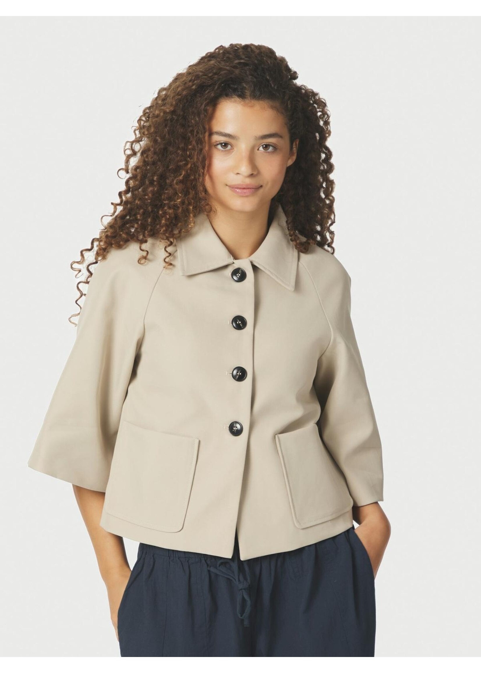 Neo Noir Neo Noir, Rosemma Trench Mini Jacket, Beige, Size: