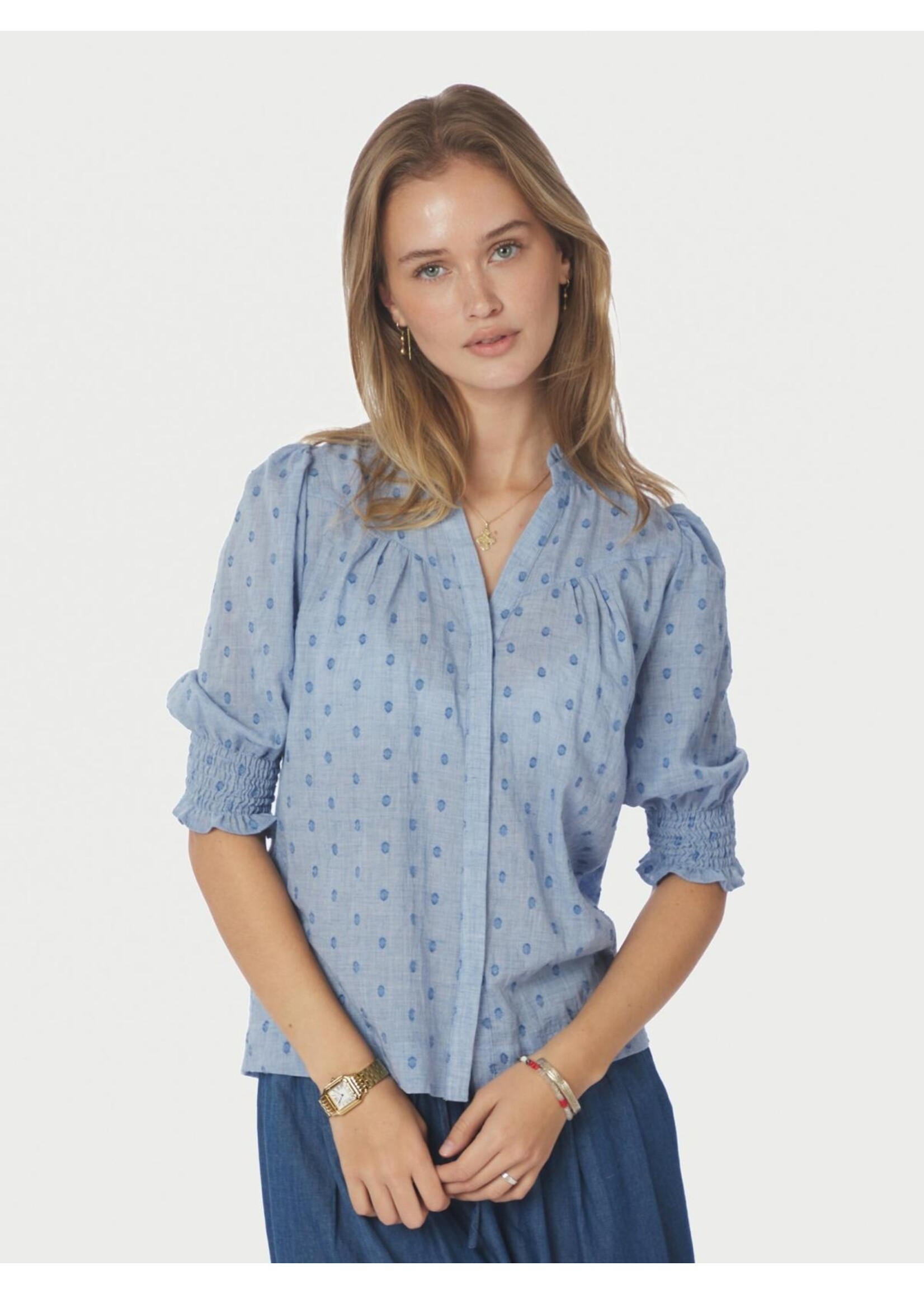 Neo Noir Neo Noir, Diana Dobby S Blouse, Light blue, Size: