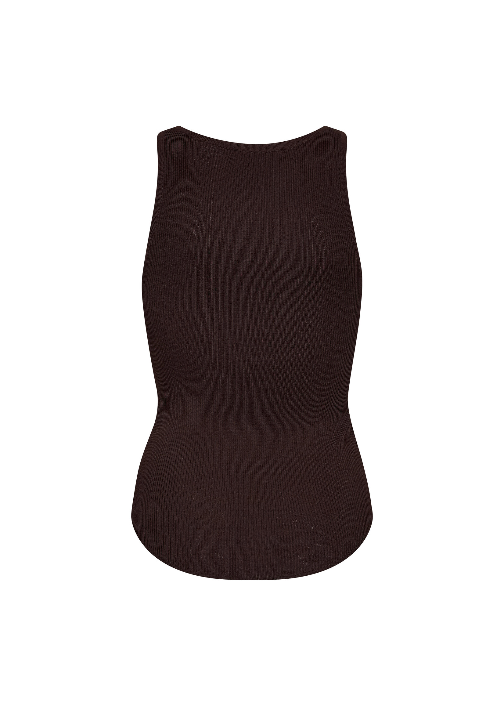 Co Couture Co'Couture, ClaireCC Rib Tank Top, Dark brown, Size: