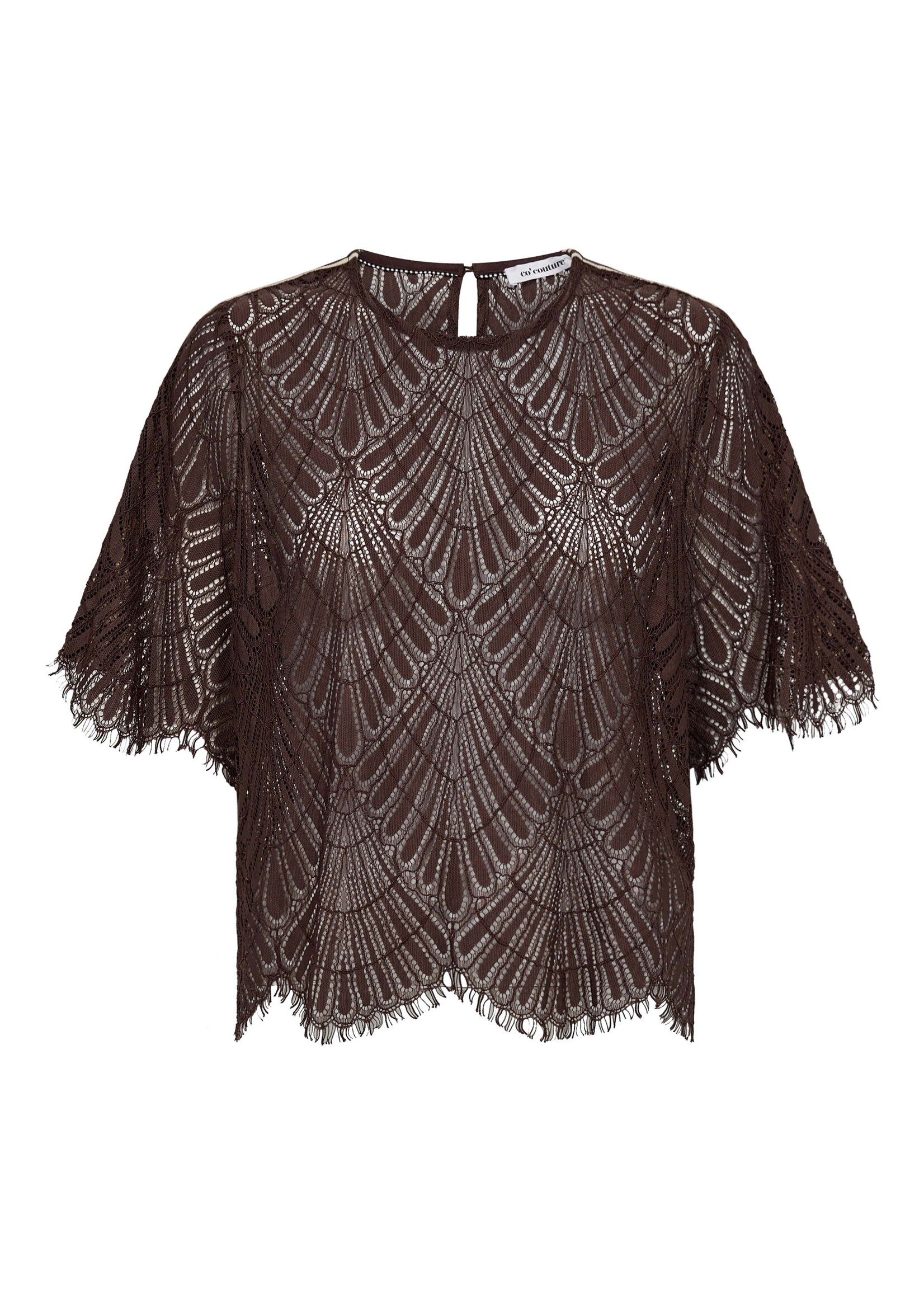 Co Couture Co'Couture, LetiCC Lace Blouse, Dark brown, Size: