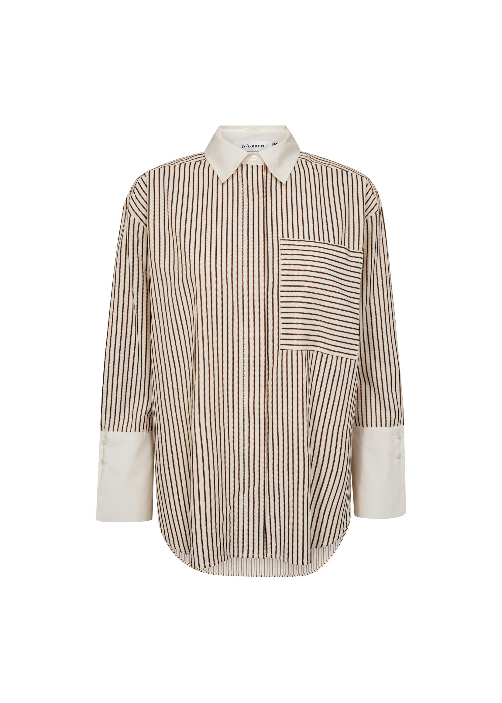 Co Couture Co'Couture, AvaraCC Stripe Shirt, Bone/brown, Size: