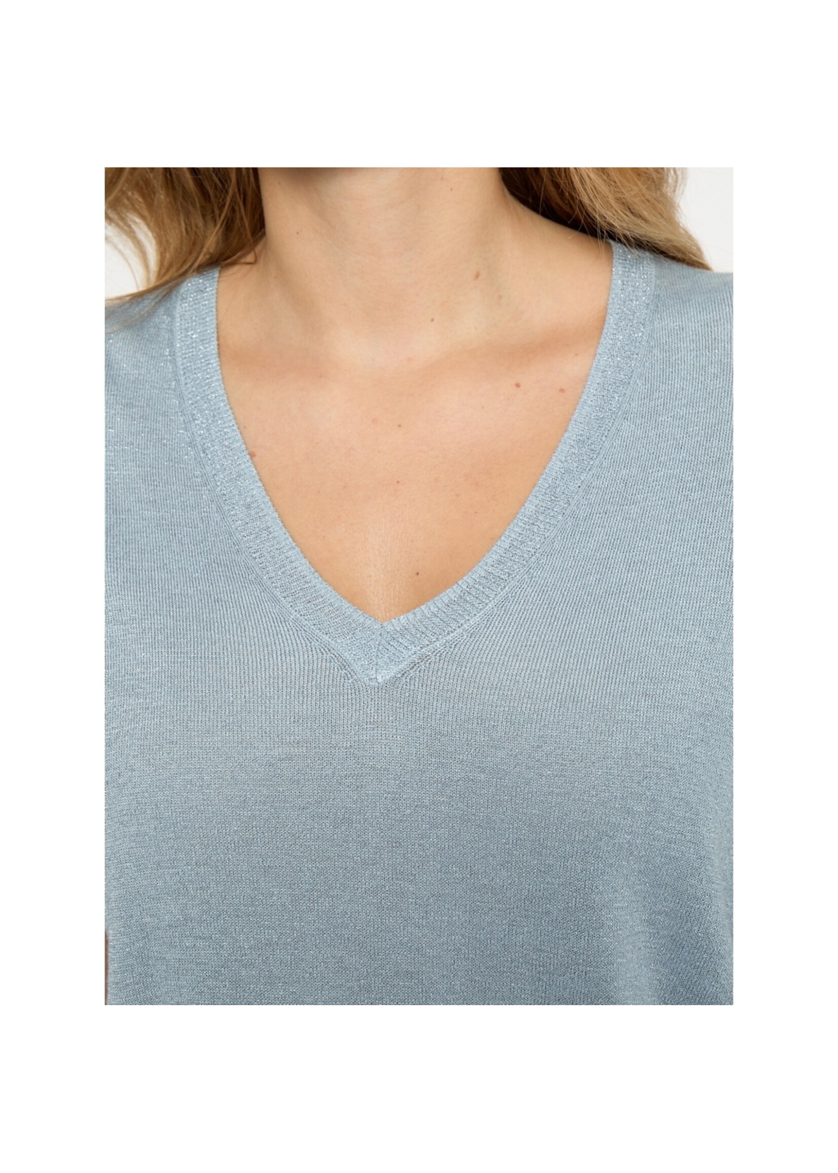 Minus Minus, MSCarlina Batsleeve Knit Tee, SKyway blue, Size: