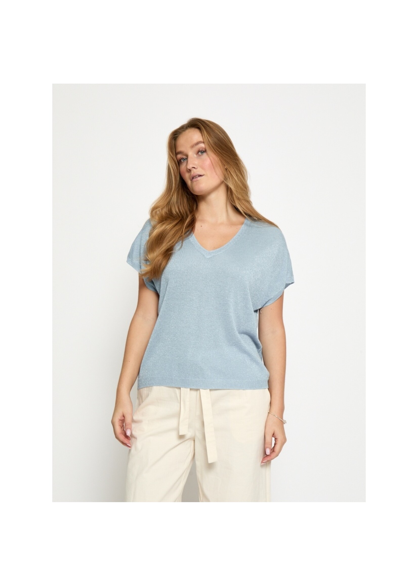 Minus Minus, MSCarlina Batsleeve Knit Tee, SKyway blue, Size: