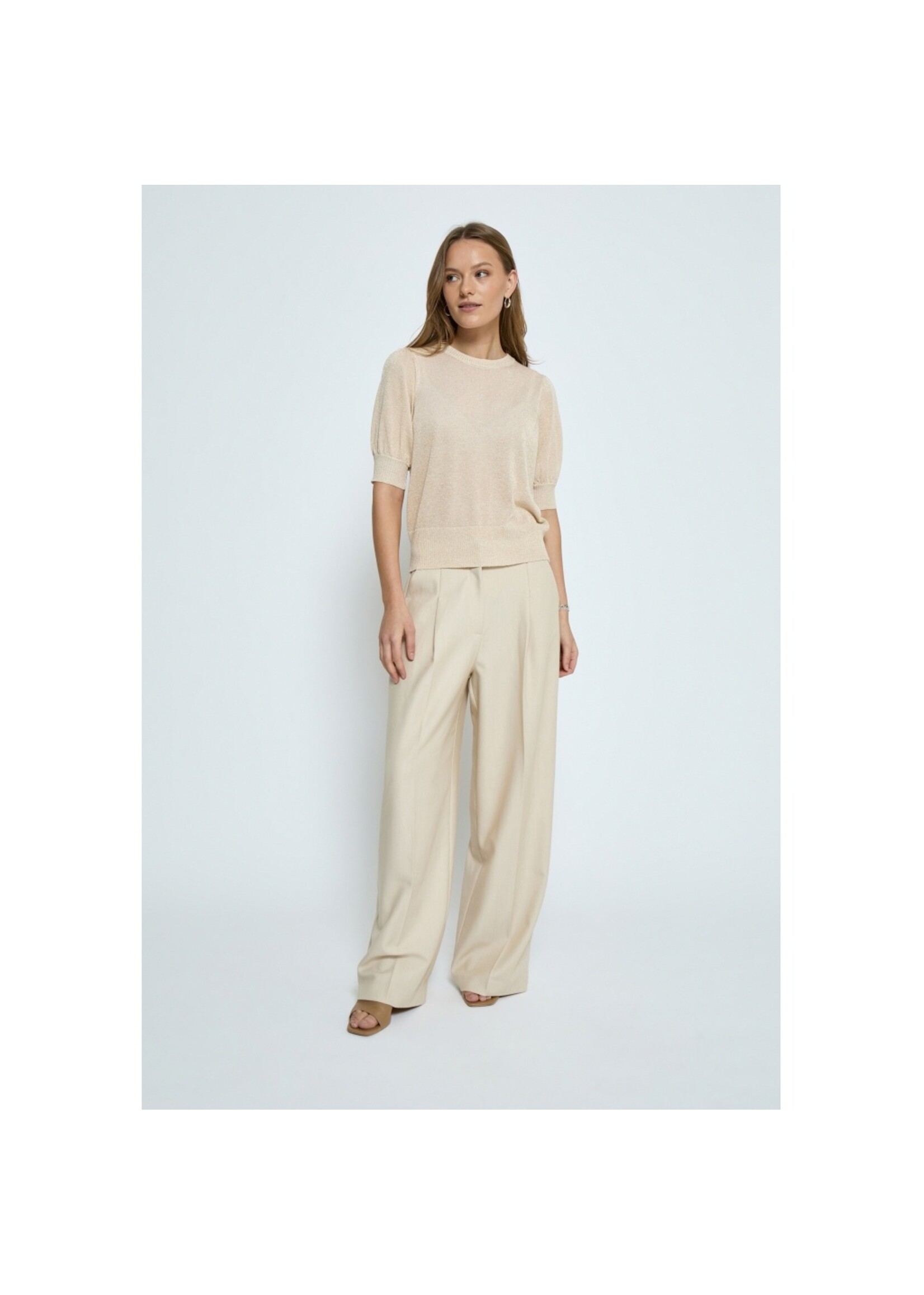 Minus Minus, MSLiva Puff Sleeve Metallic Knit Pullover, Gold, Size: