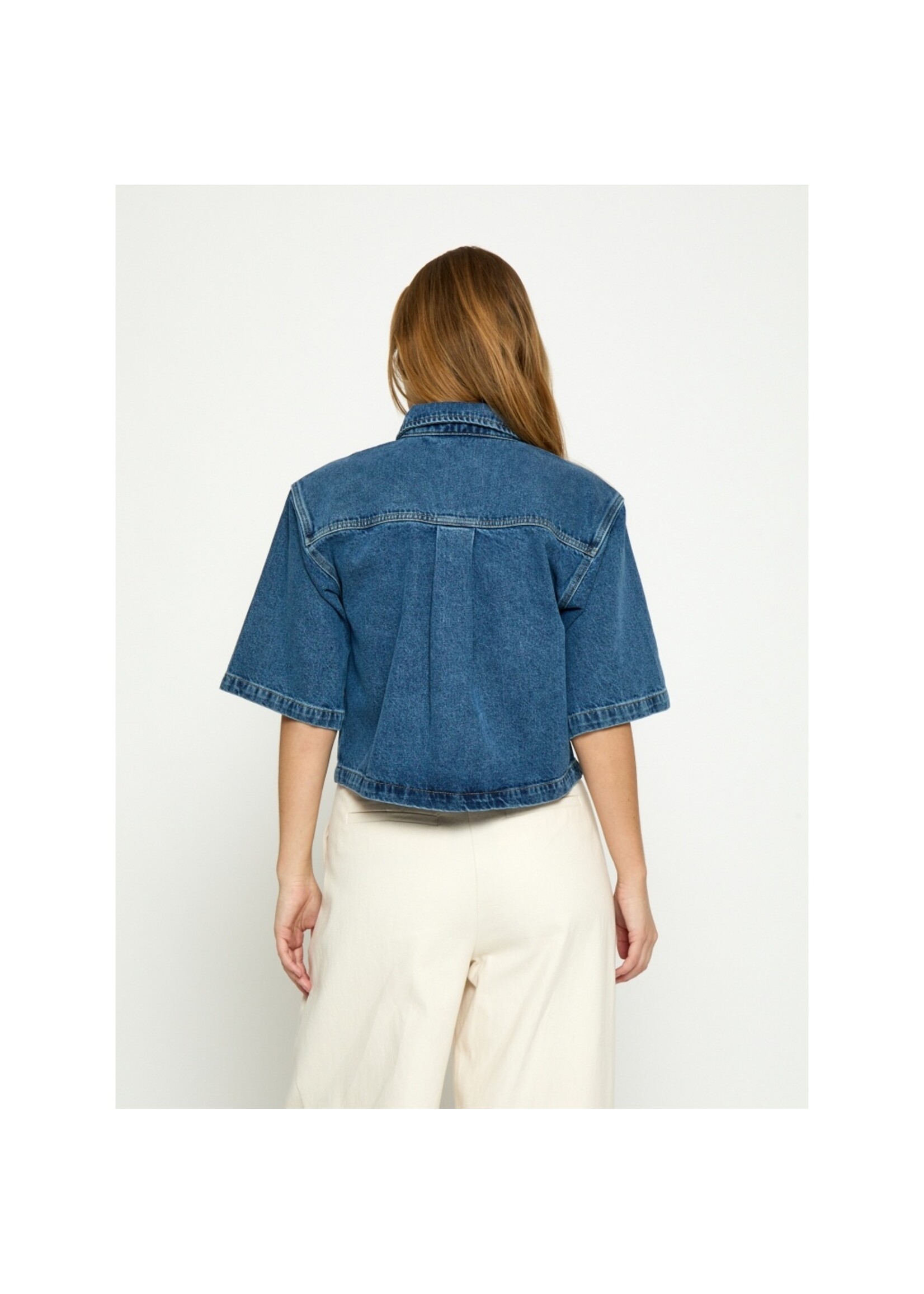 Minus Minus, MSKaddi Cropped Shirt, Blue denim, Size: