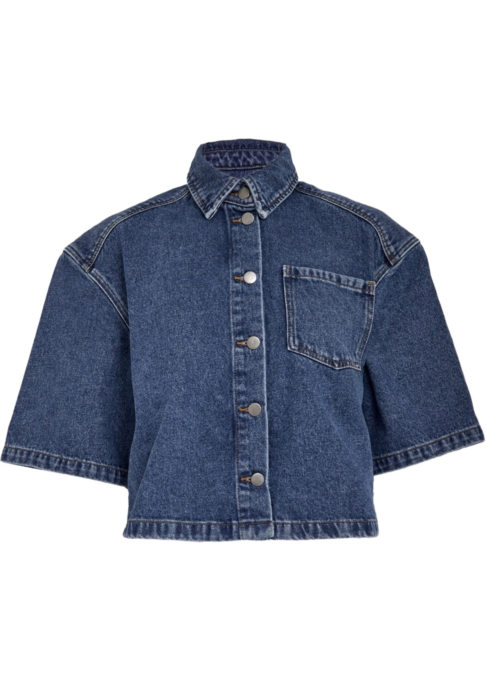 Minus Minus, MSKaddi Cropped Shirt, Blue denim, Size: