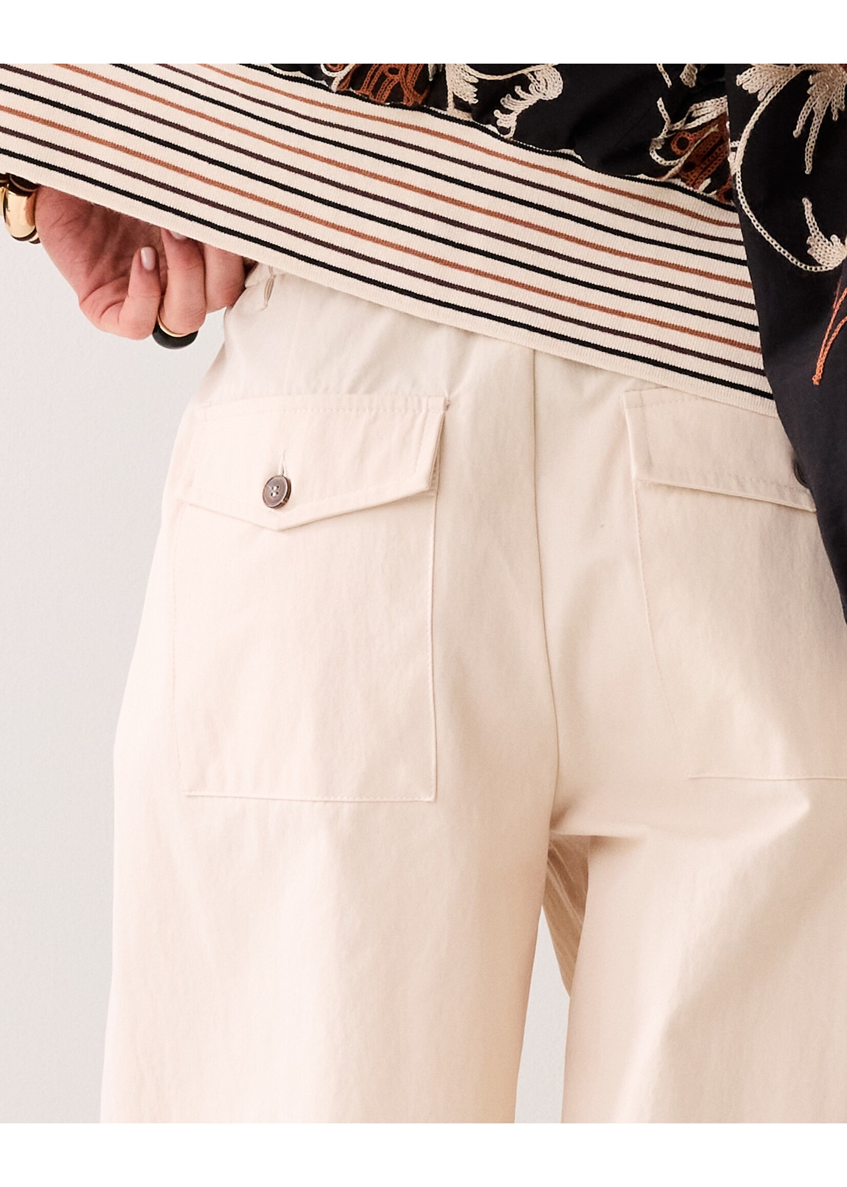 Summum Summum, Trousers balloon fit Cotton blend, Ivory, Size: