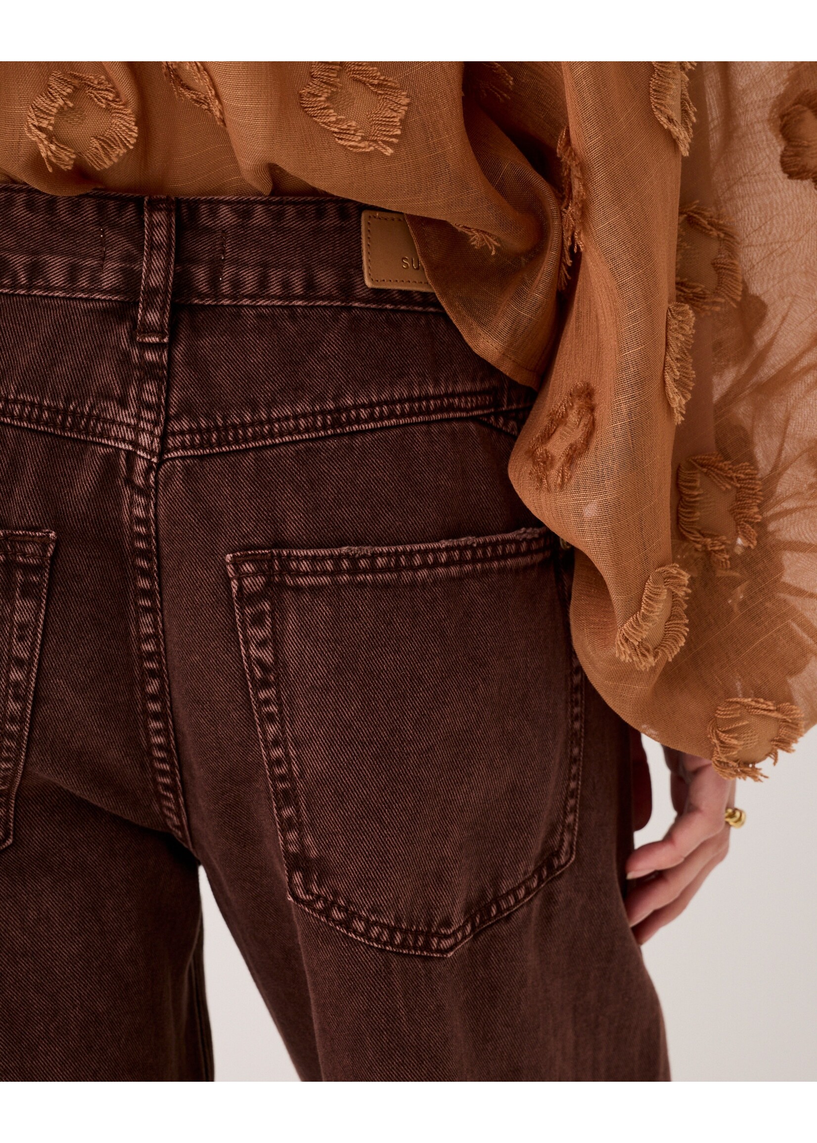 Summum Summum, Baggy loose pant Rugged cotton twill, Coffee, Size: