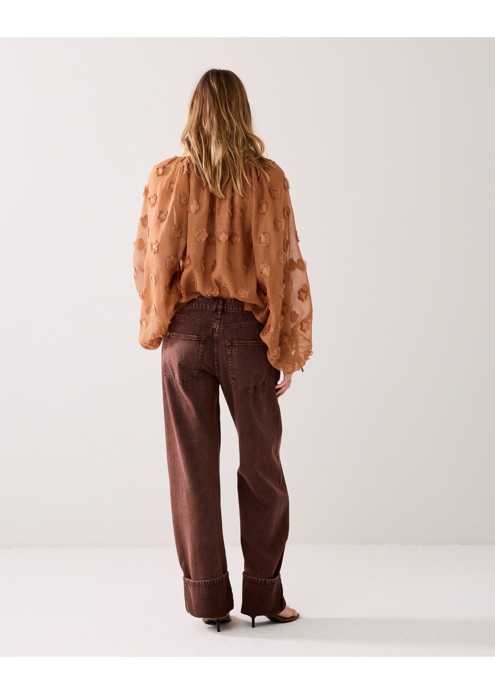 Summum Summum, Baggy loose pant Rugged cotton twill, Coffee, Size: