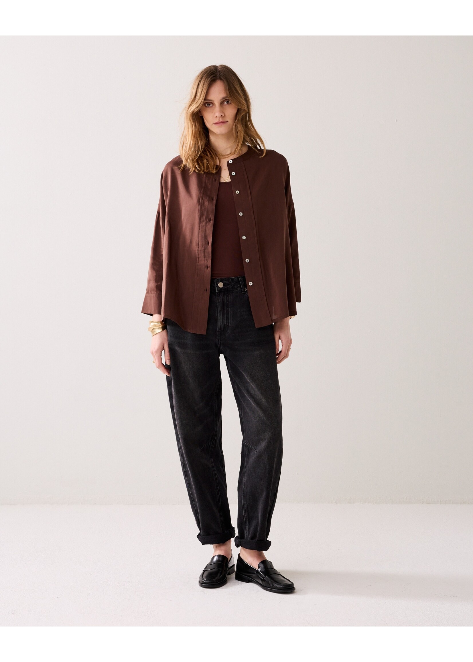 Summum Summum, Blouse Viscose cotton, Coffee, Size: