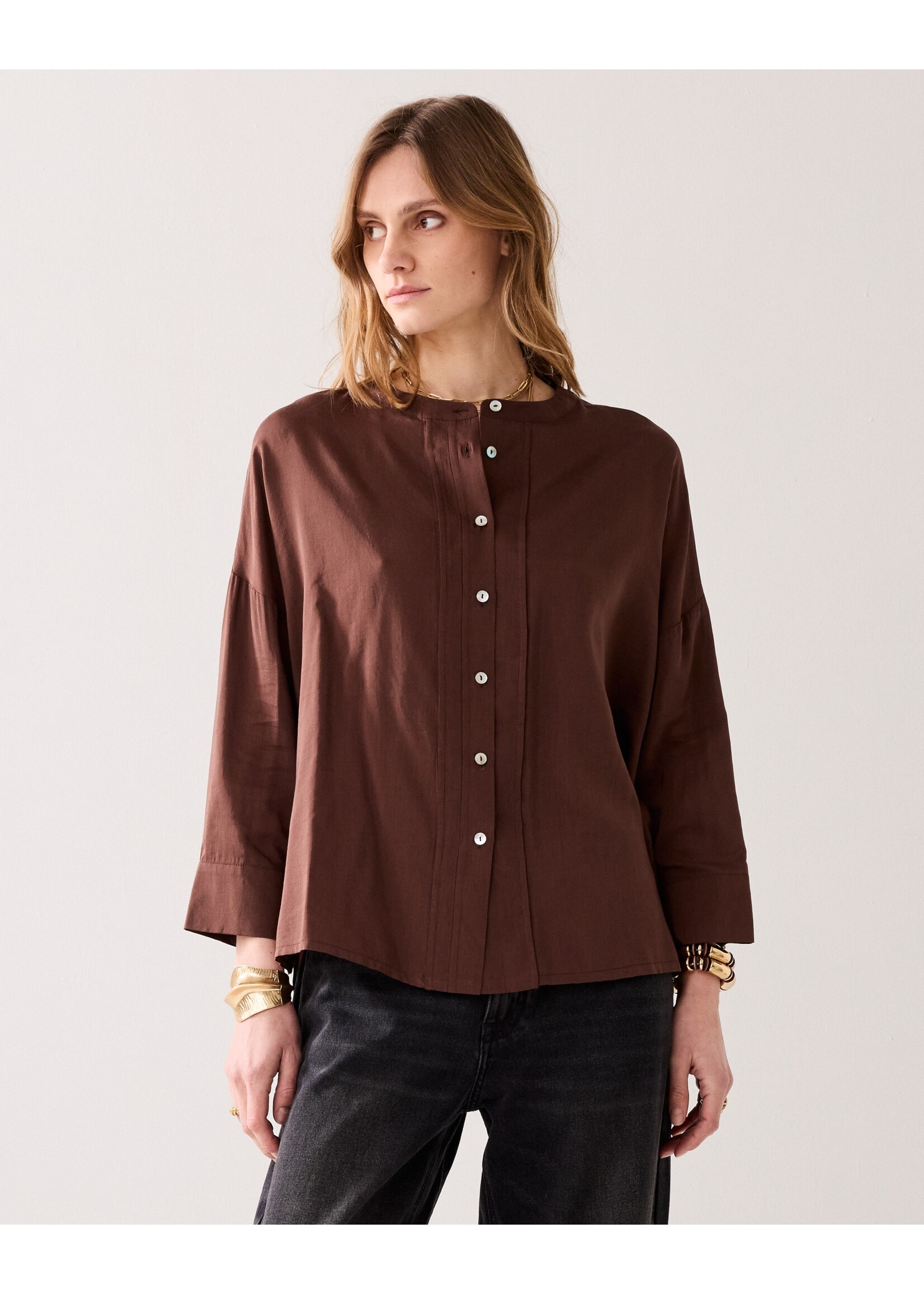 Summum Summum, Blouse Viscose cotton, Coffee, Size: