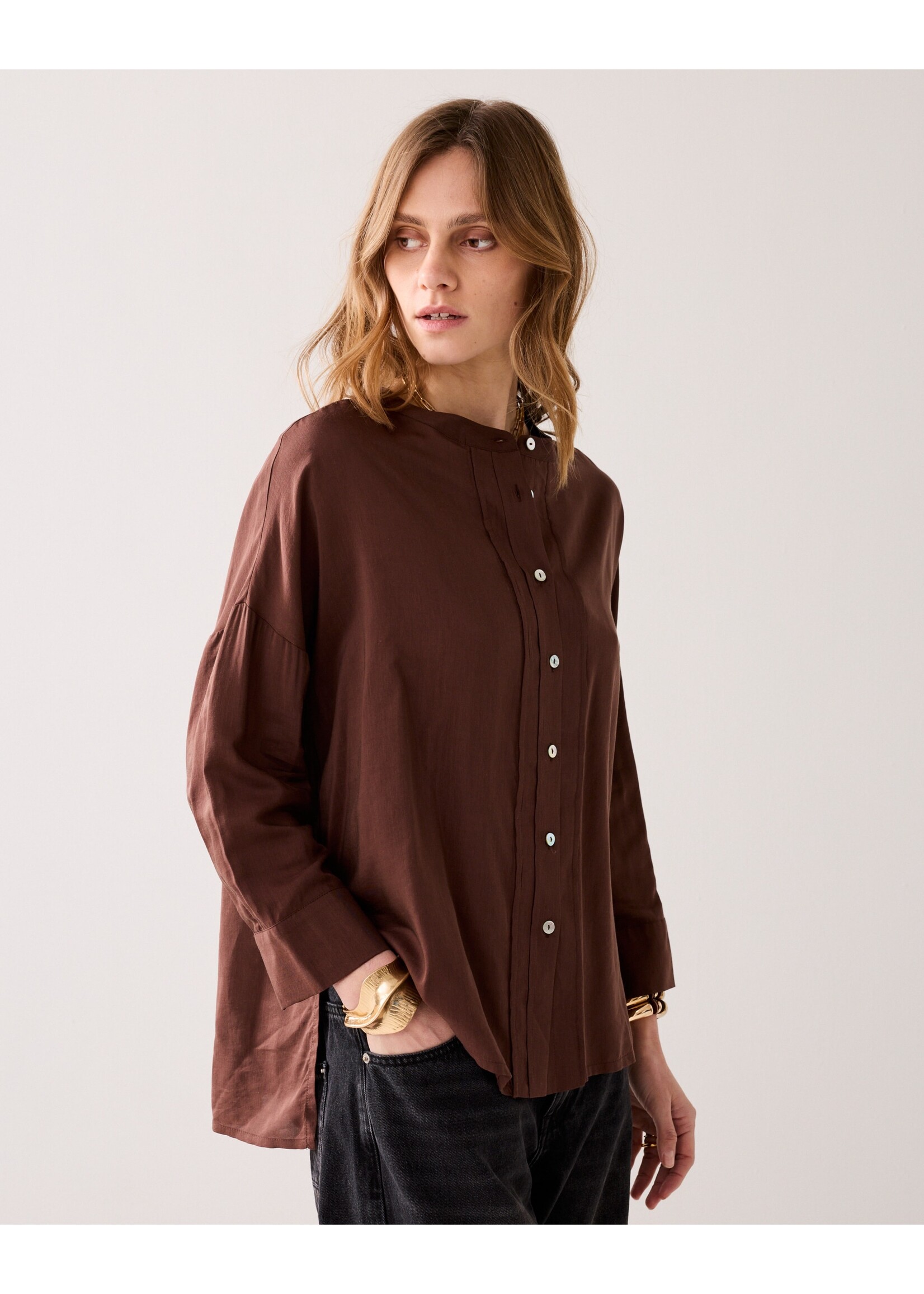 Summum Summum, Blouse Viscose cotton, Coffee, Size: