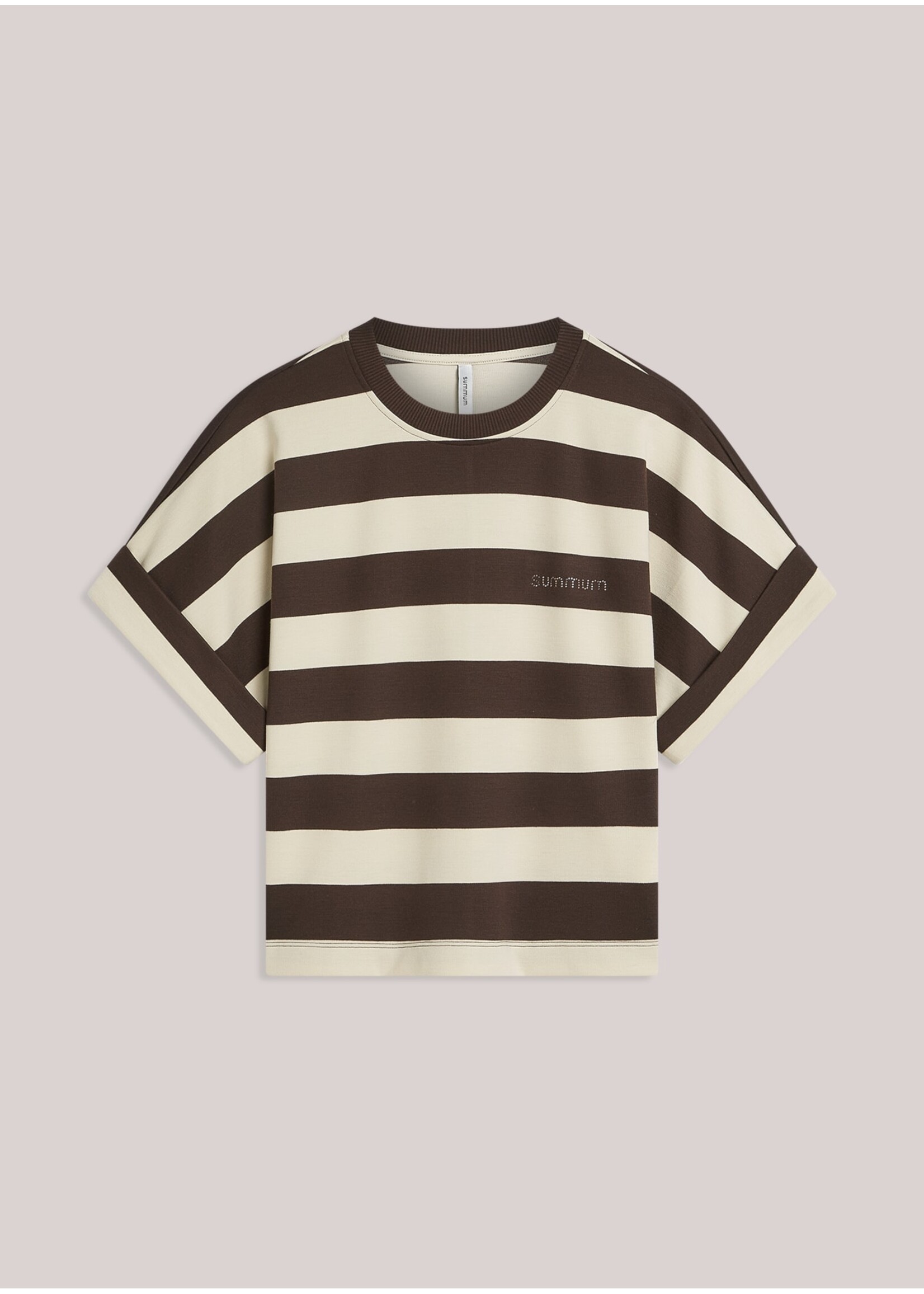 Summum Summum, Top Big stripe heavy jersey, Coffee, Size: