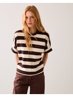 Summum Summum, Top Big stripe heavy jersey, Coffee, Size: