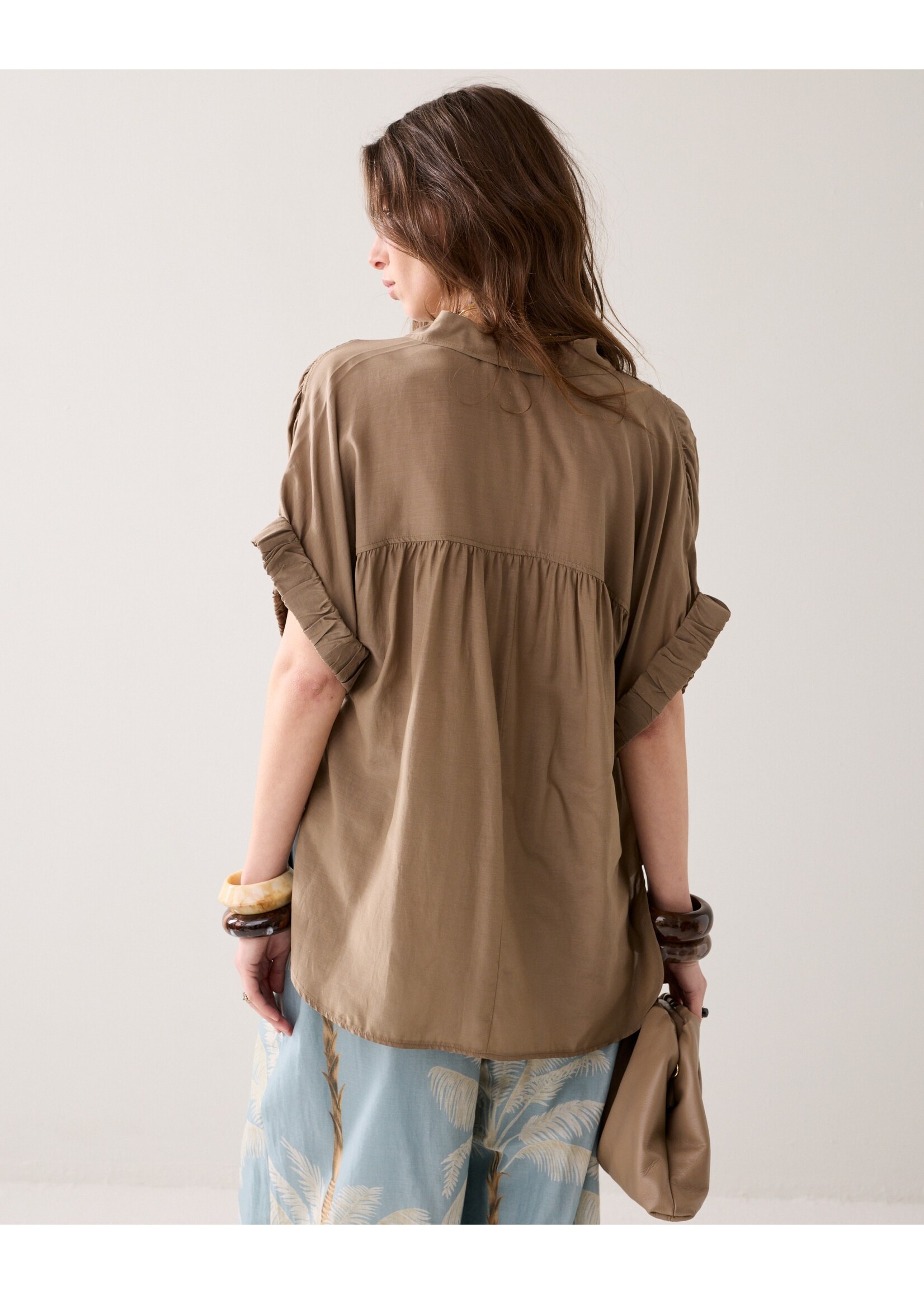 Summum Summum, Blouse short sleeves Viscose cotton, Dark clay, Size: