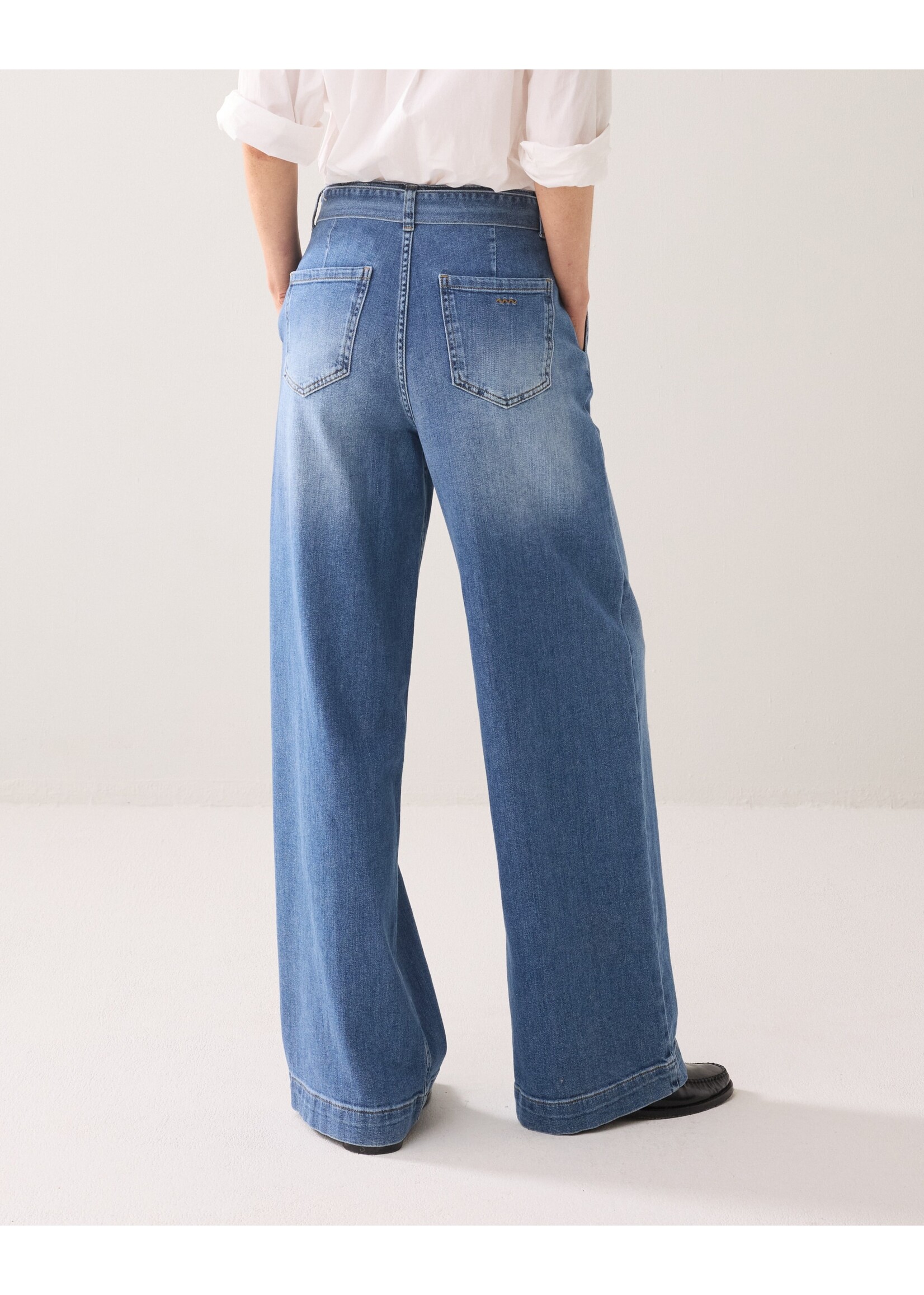 Summum Summum, Wide leg jeans dry cotton twill, Bleached denim, size: