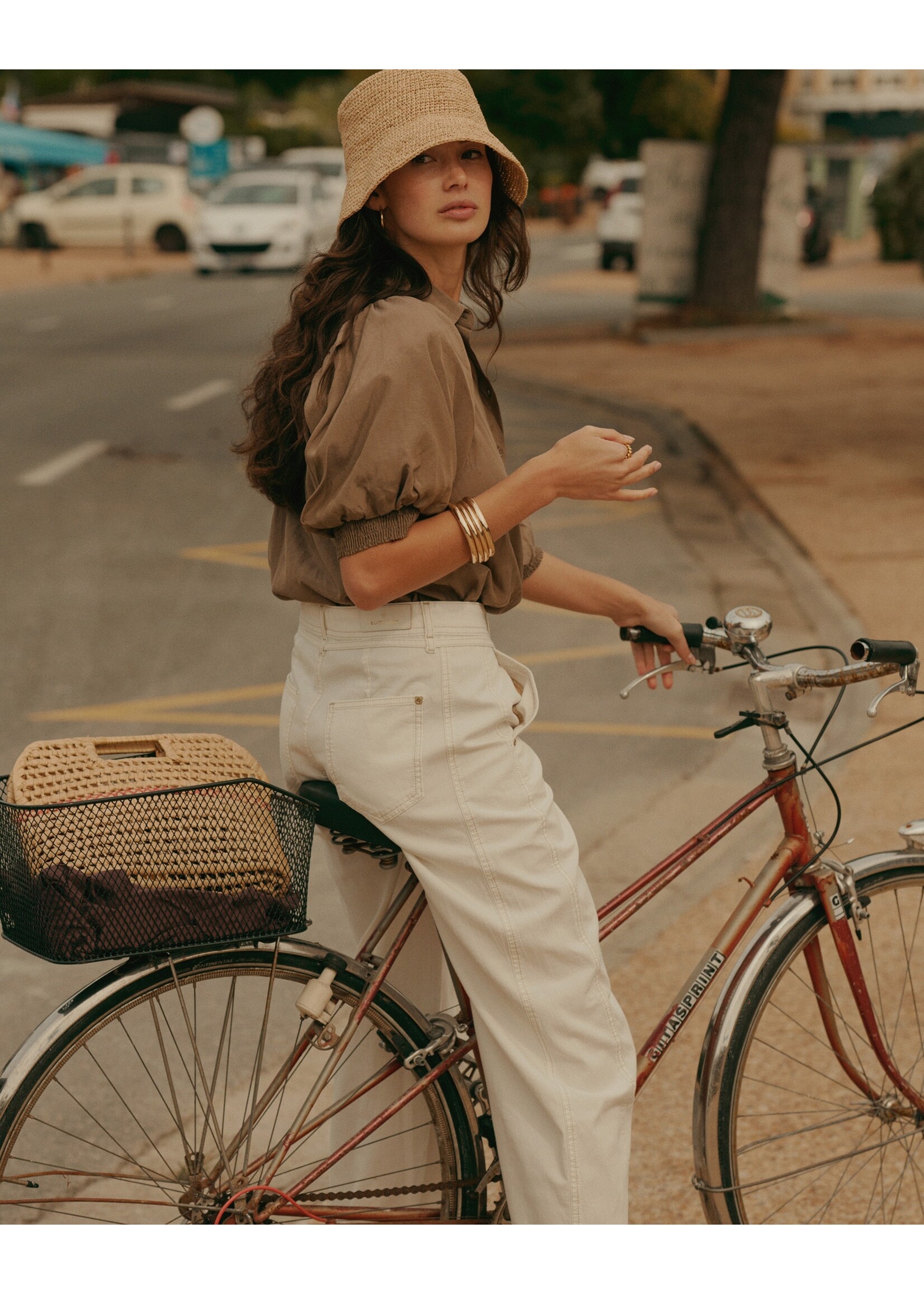 Summum Summum, Balloon pant Soft stretch canvas, Off white, Size: