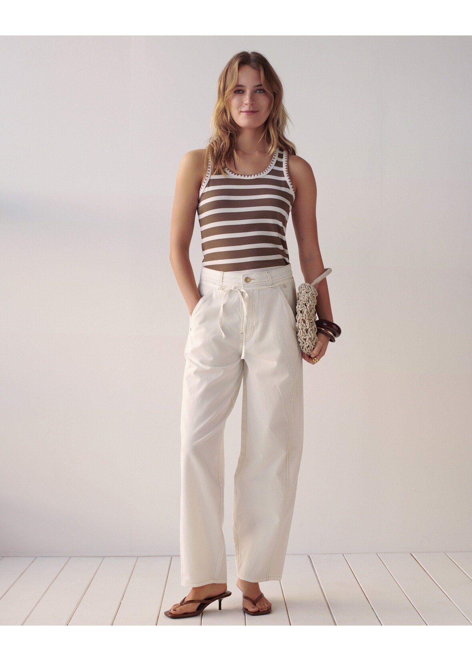 Summum Summum, Balloon pant Soft stretch canvas, Off white, Size: